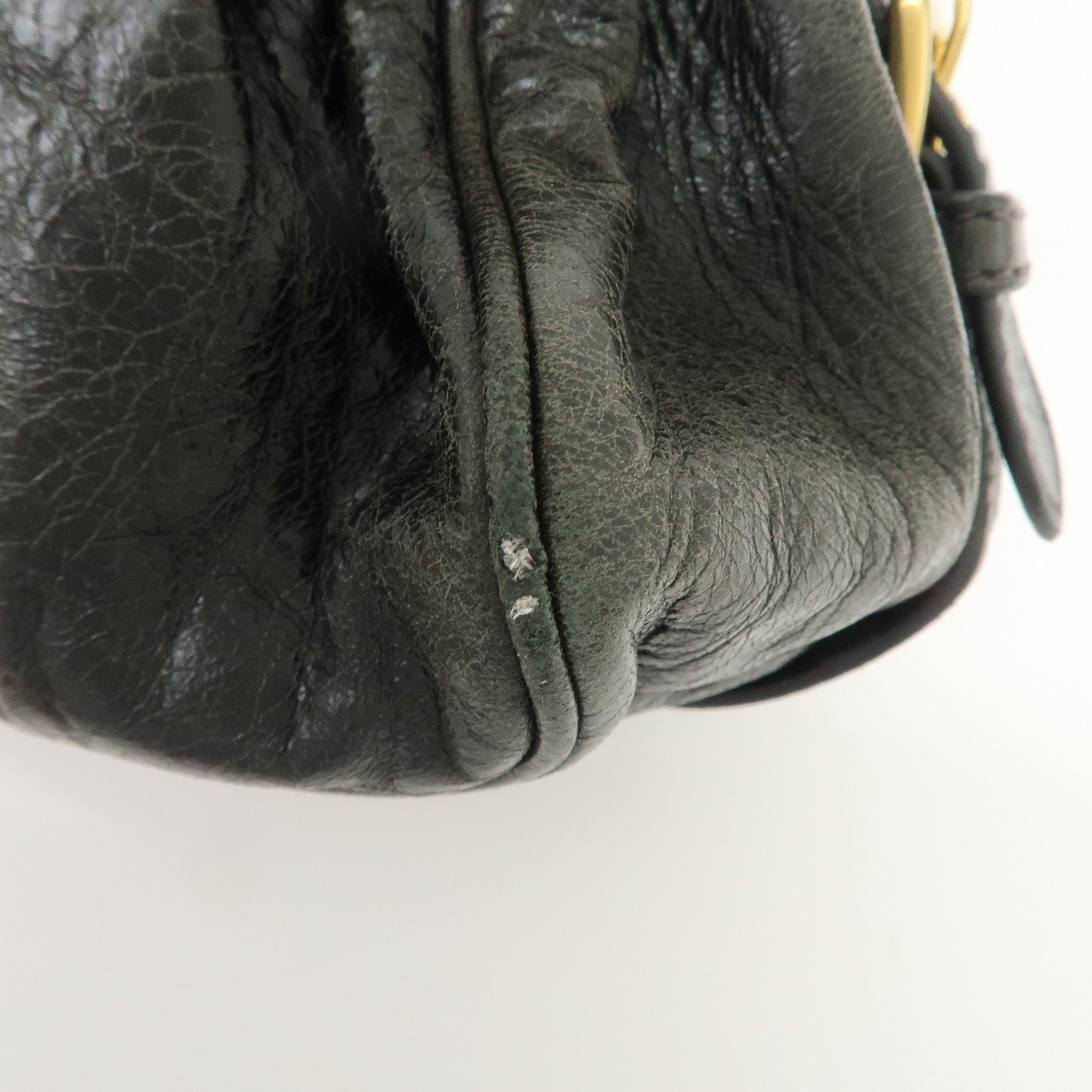 MIU MIU Logo Leather 2Way Bag Hand Bag Shoulder Bag Black