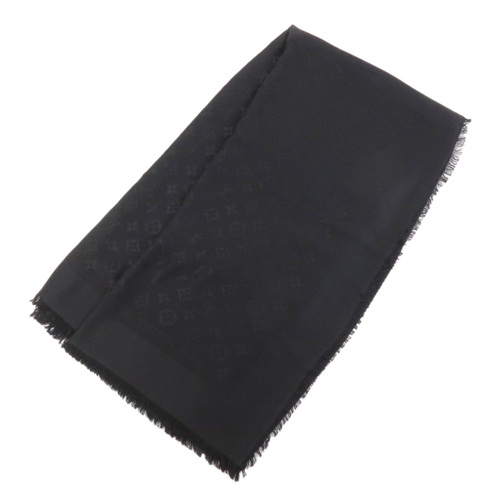 Louis Vuitton Monogram Silk Wool Shawl Anthracite Black M74752