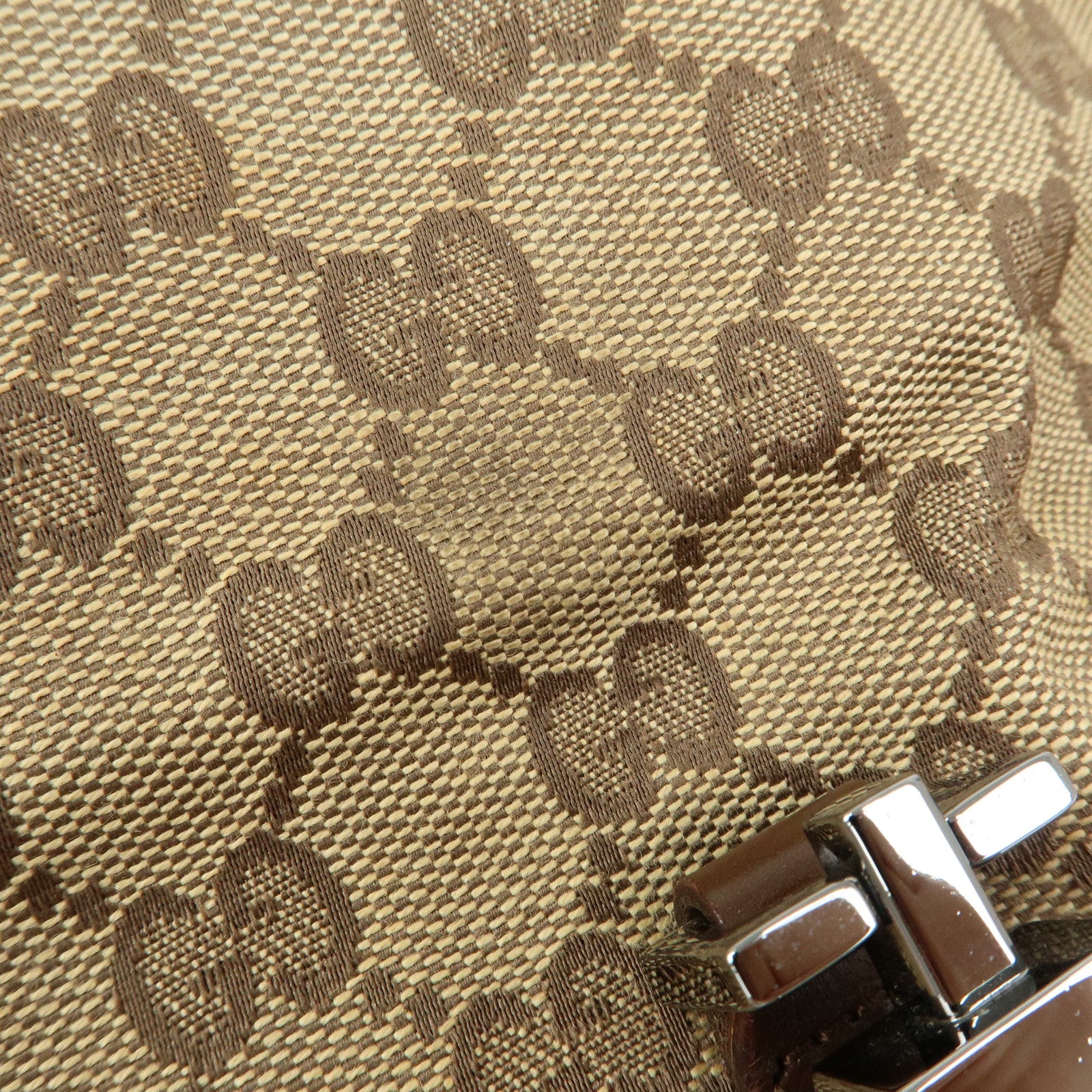 GUCCI Jackie GG Canvas Leather Shoulder Bag Beige Brown 002.1067