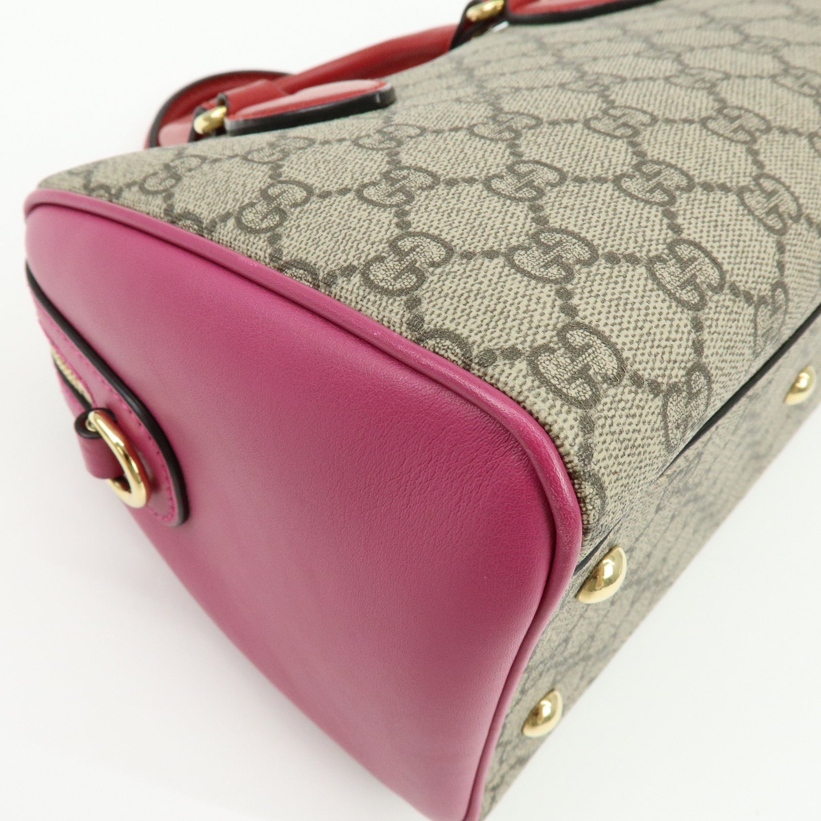 GUCCI GG Supreme Leather 2WAY Shoulder Bag Beige Red Pink 409529