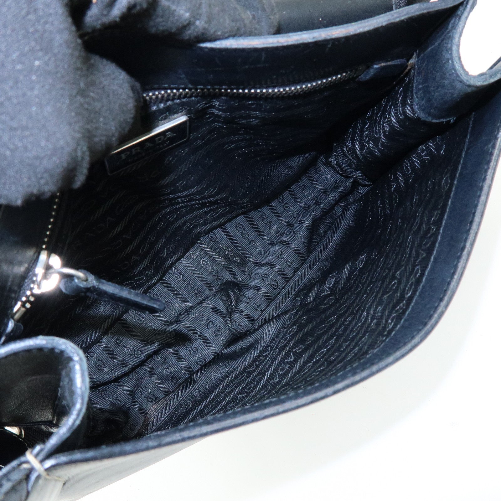 PRADA Leather Shoulder Bag Hand Bag Black
