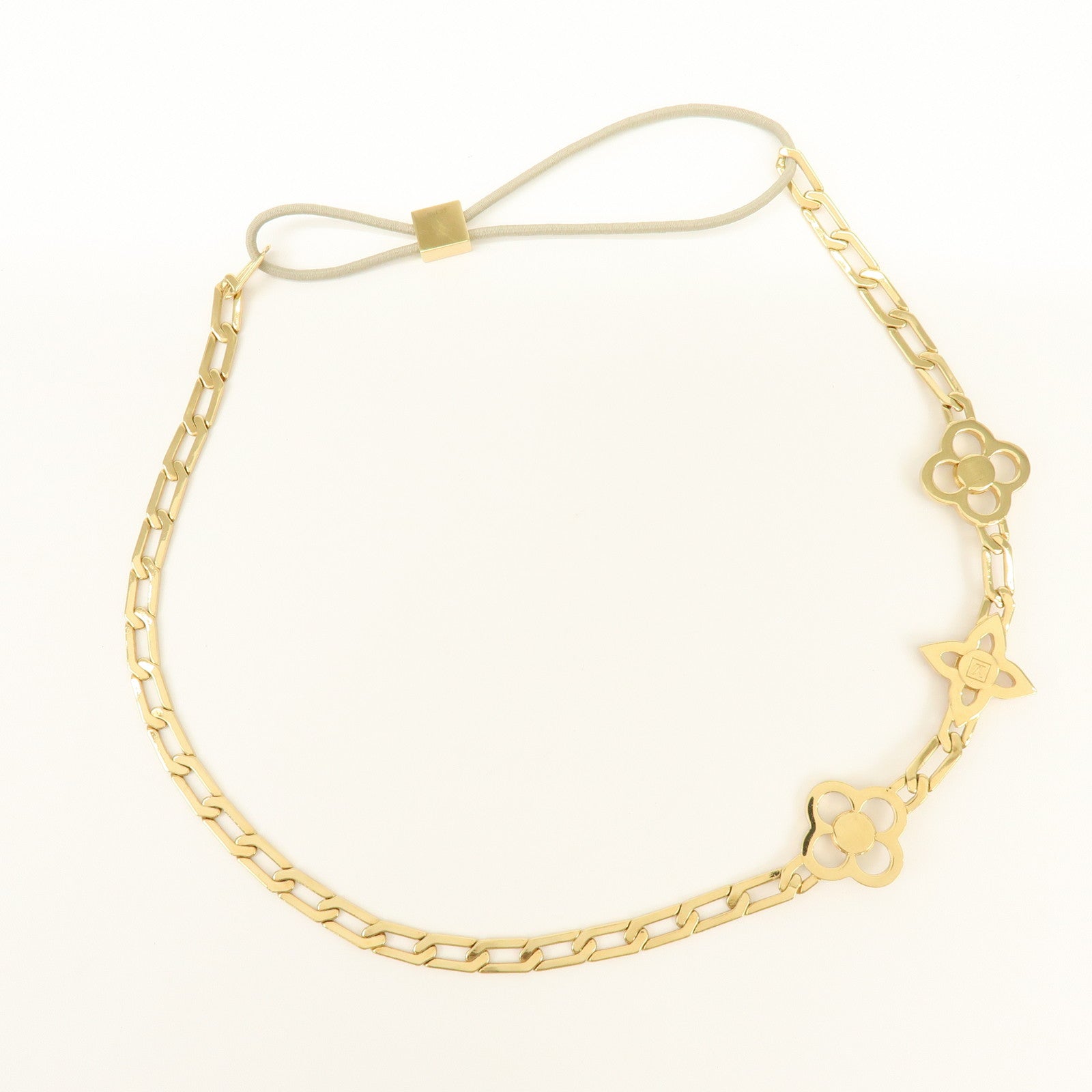 Louis Vuitton Monogram Metal Chain Head Band Hair Accessory Gold