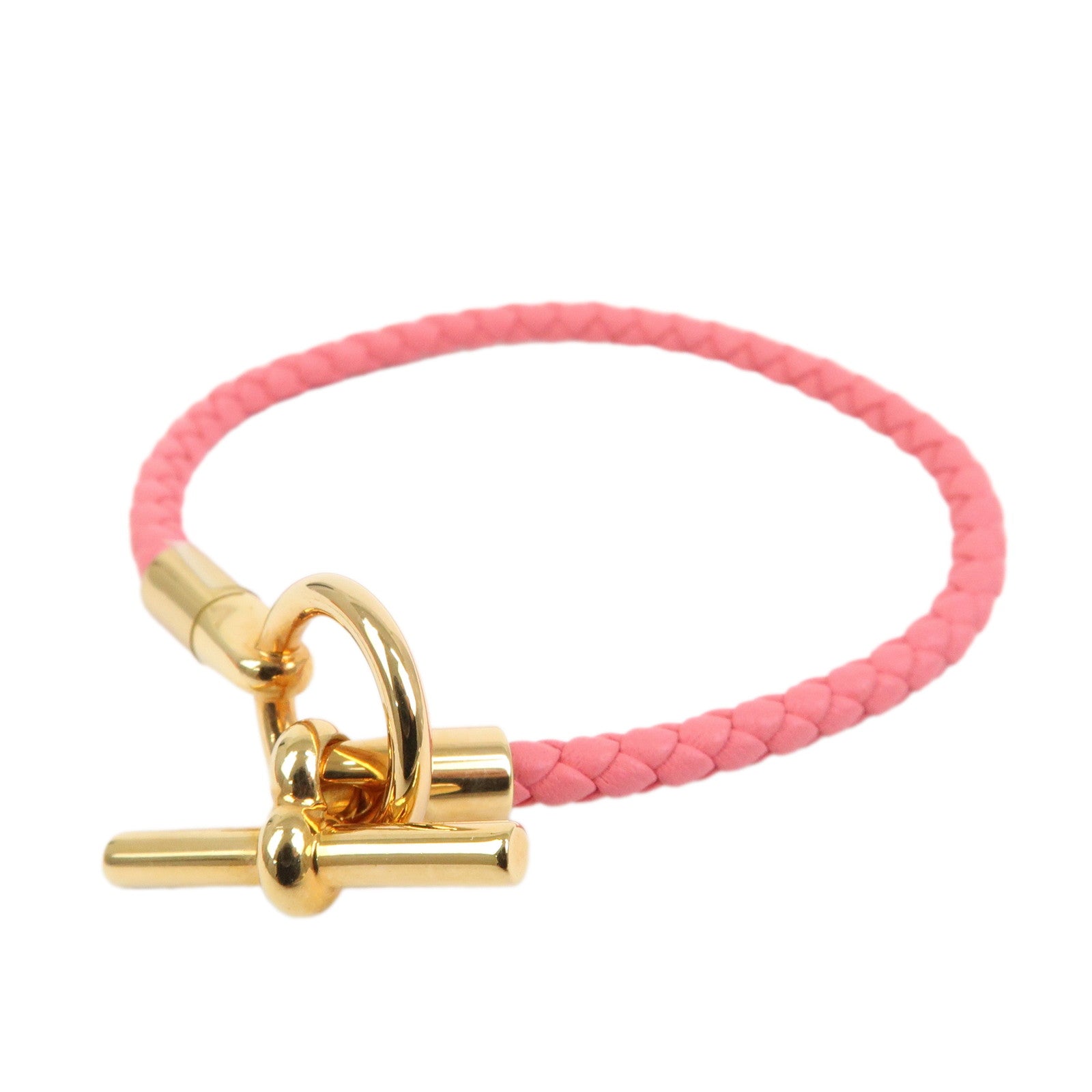 HERMES Glenan H Tresse en Veau Swift Leather Bracelet Pink