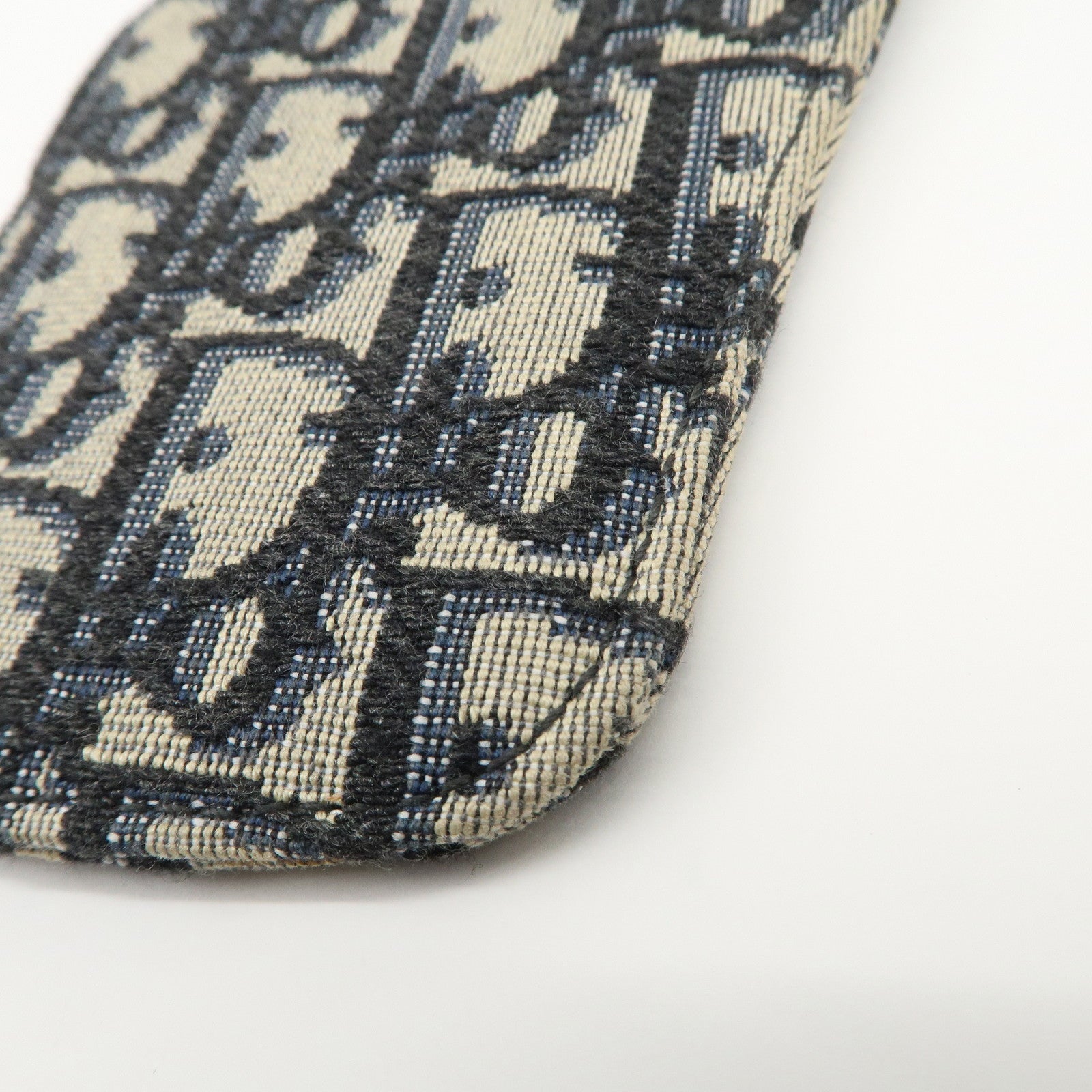 Christian Dior Oblique Jacquard Leather Card Case Card Holder Navy