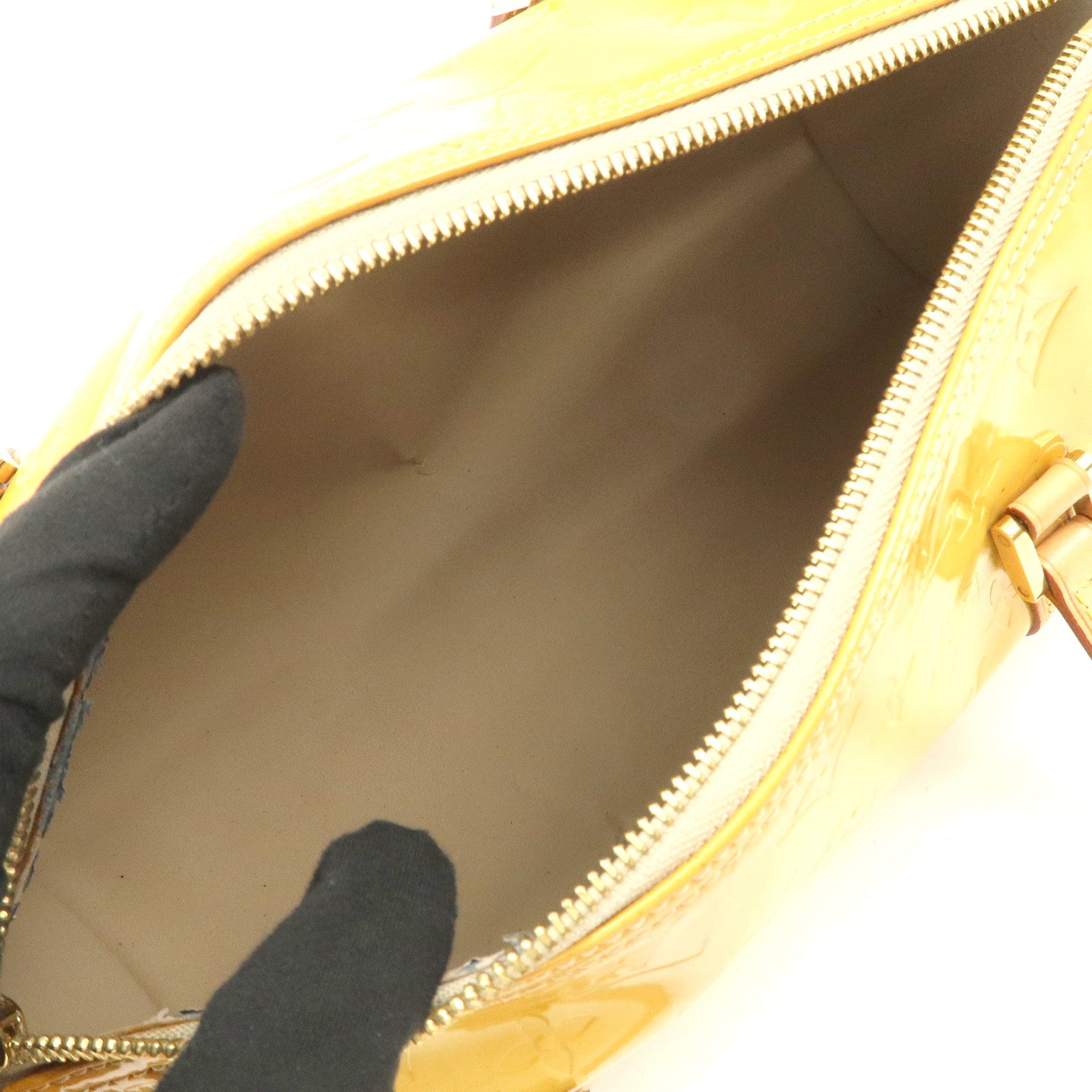 Louis Vuitton Monogram Vernis Leather Bedford Hand Bag Beige M91329