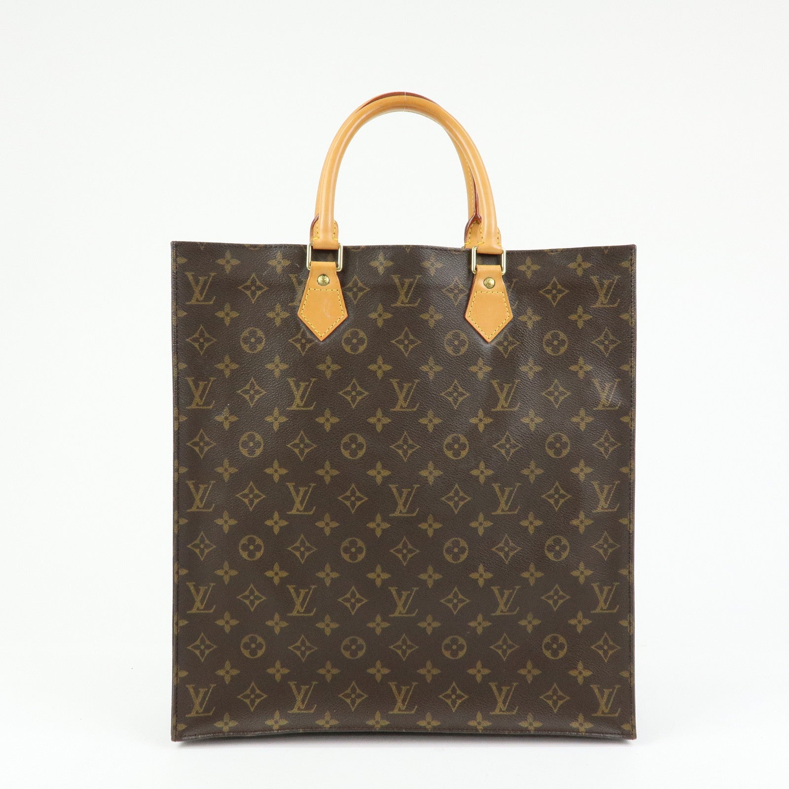 Louis Vuitton Monogram Sac Plat Tote Bag Hand Bag Brown M51140