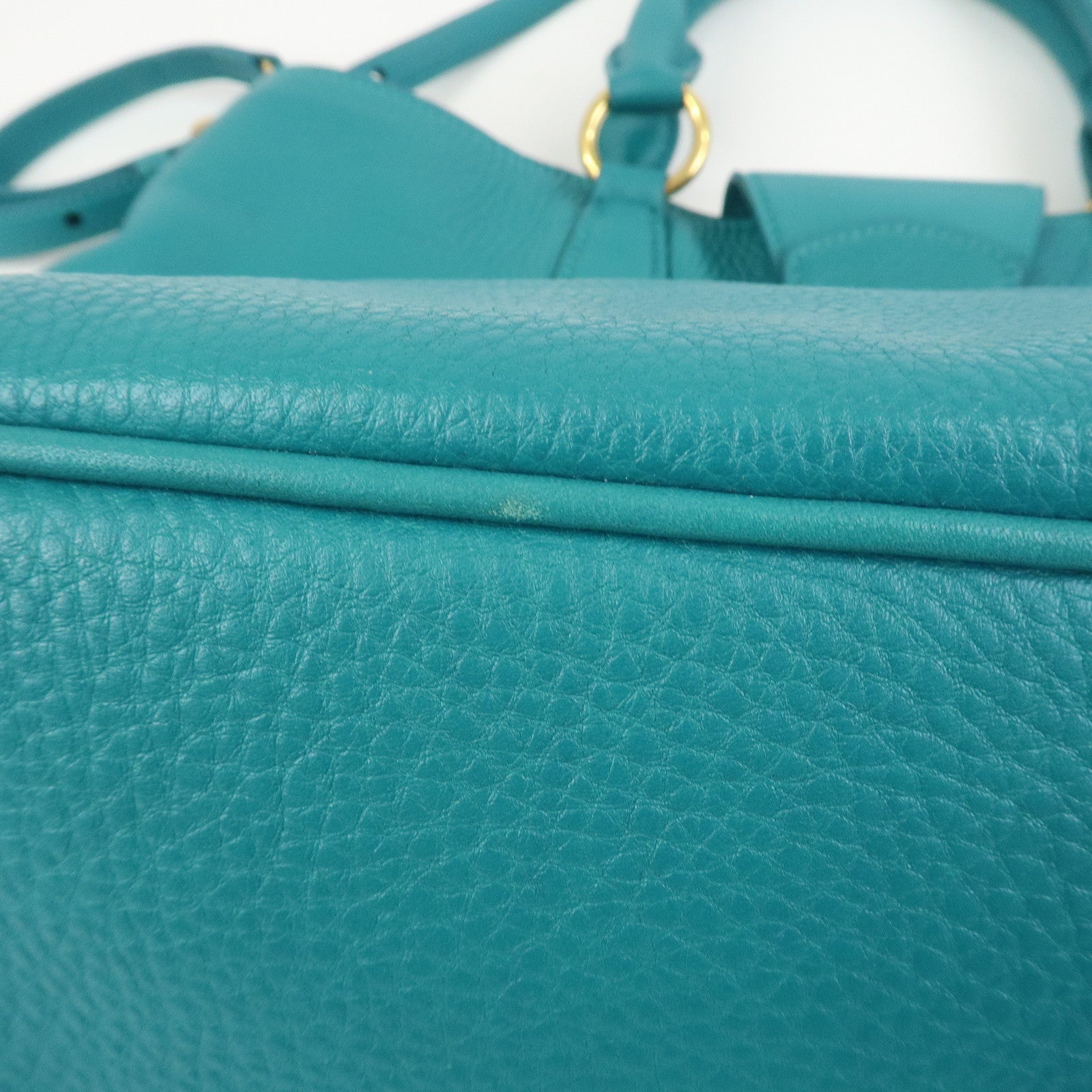 MIU MIU Logo Leather Shoulder Bag Hand Bag Green