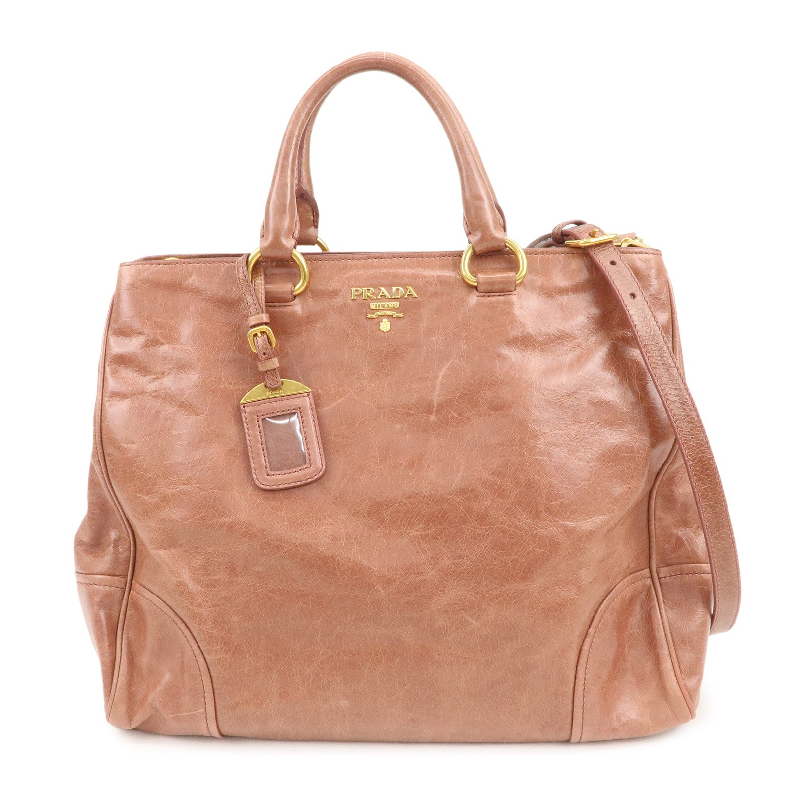 PRADA Logo Leather 2Way Bag Shoulder Bag Hand Bag Pink