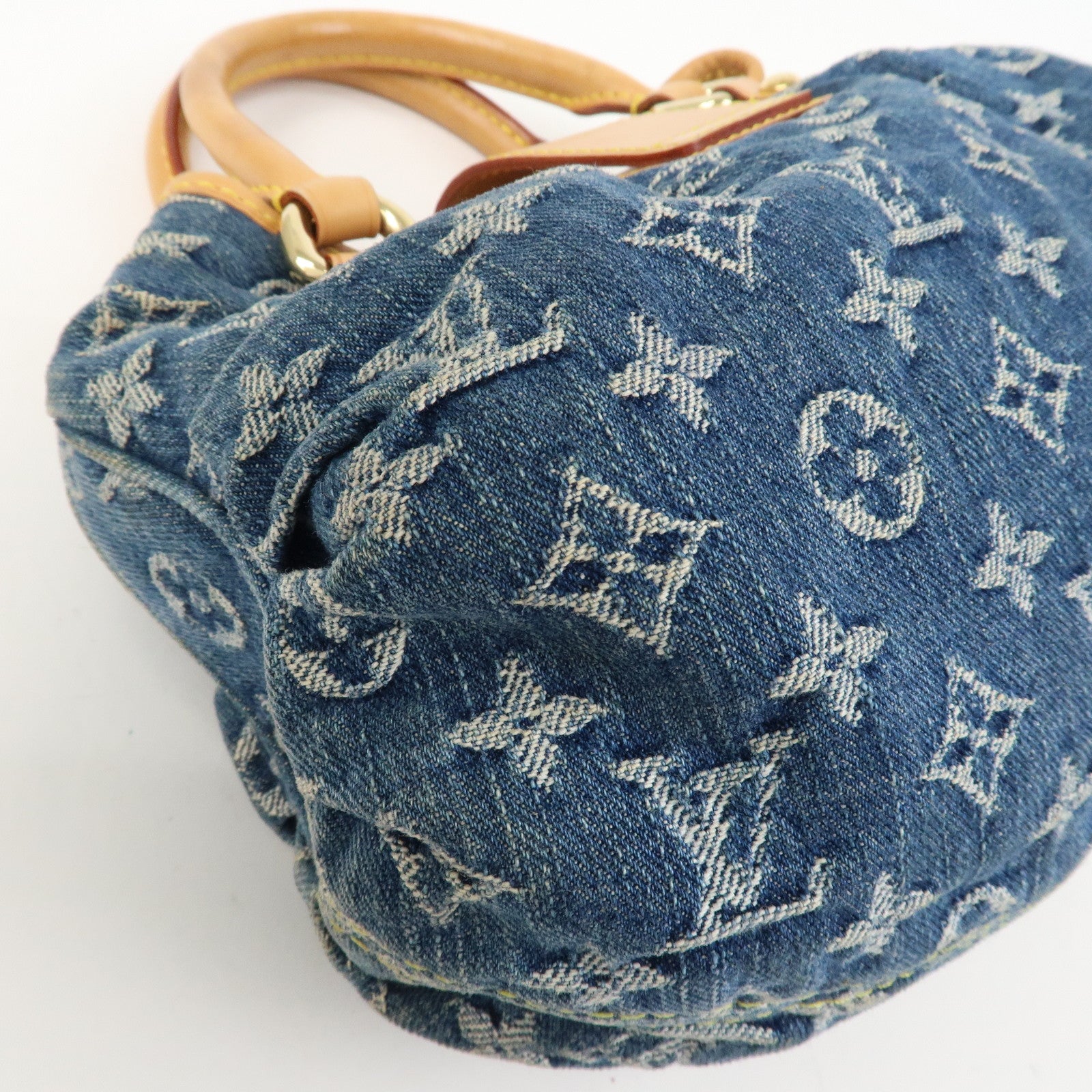 Louis Vuitton Monogram Denim Pleaty Hand Bag Blue M95020