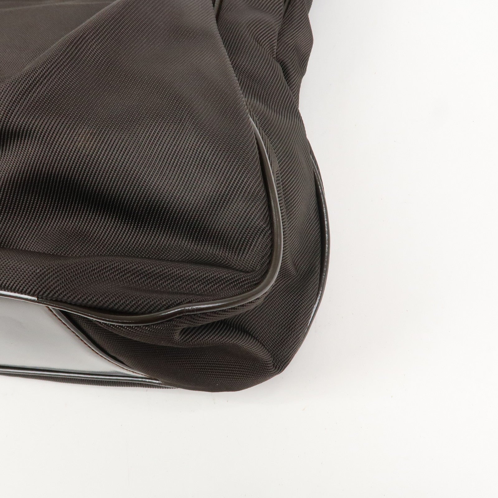 GUCCI Bamboo Nylon Leather 2Way Shoulder Bag Dark Brown 001.3444
