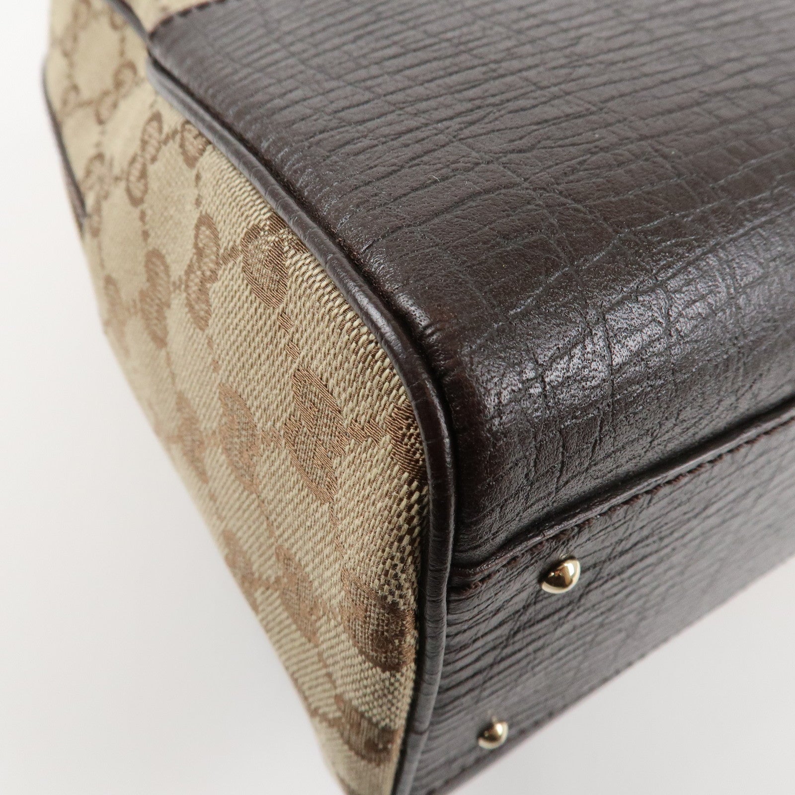 GUCCI Horsebit Sherry GG Canvas Leather Shoulder Bag Beige Brown 141503 Used