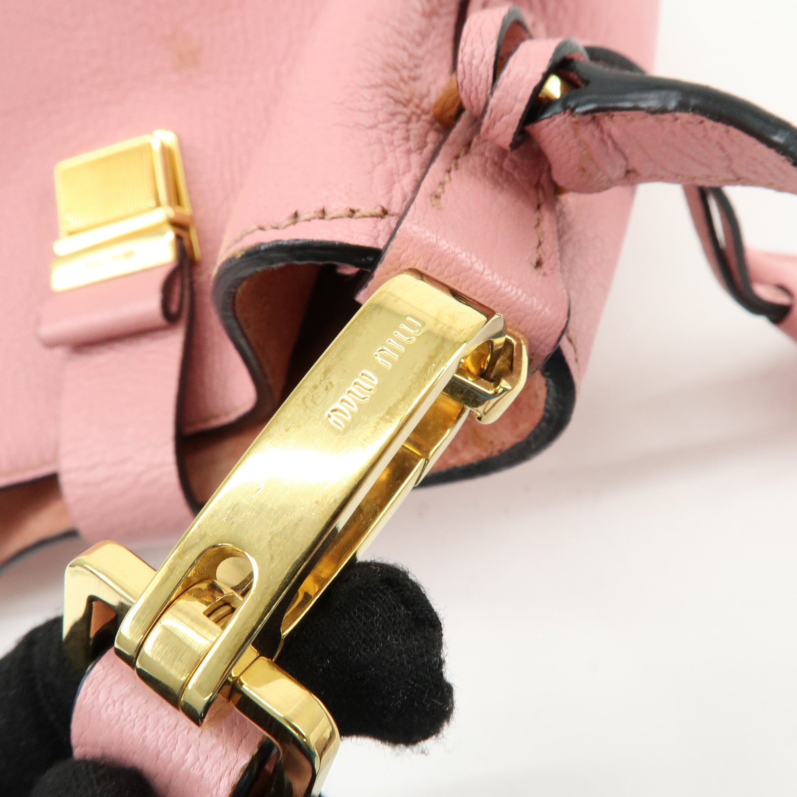 MIU MIU Madras Leather 2Way Bag Hand Bag Shoulder Bag Pink RR1951