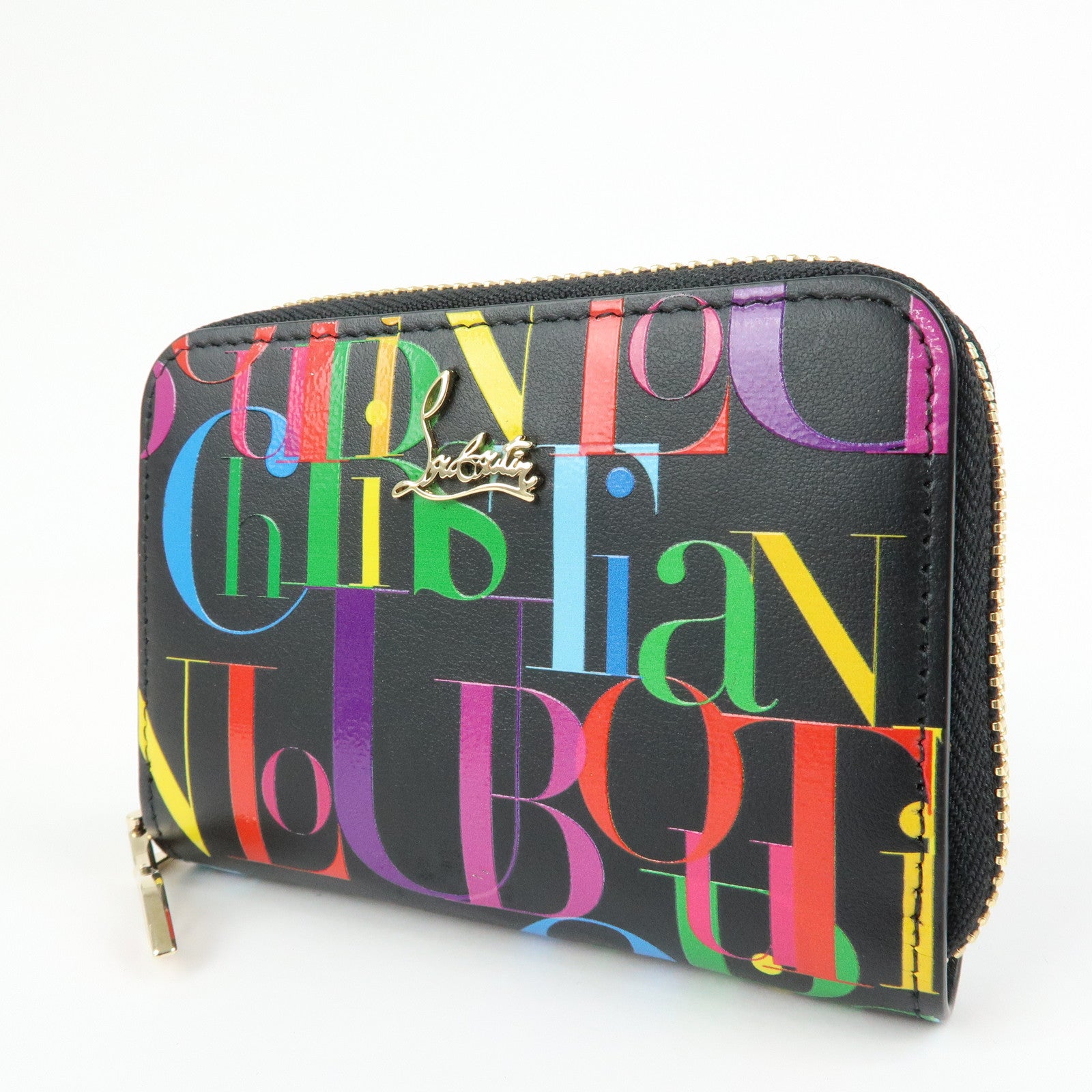 希少 Christian Louboutin マルチカラー ケース Christian Louboutin Leather Card Case Coin Case Black Multicolor