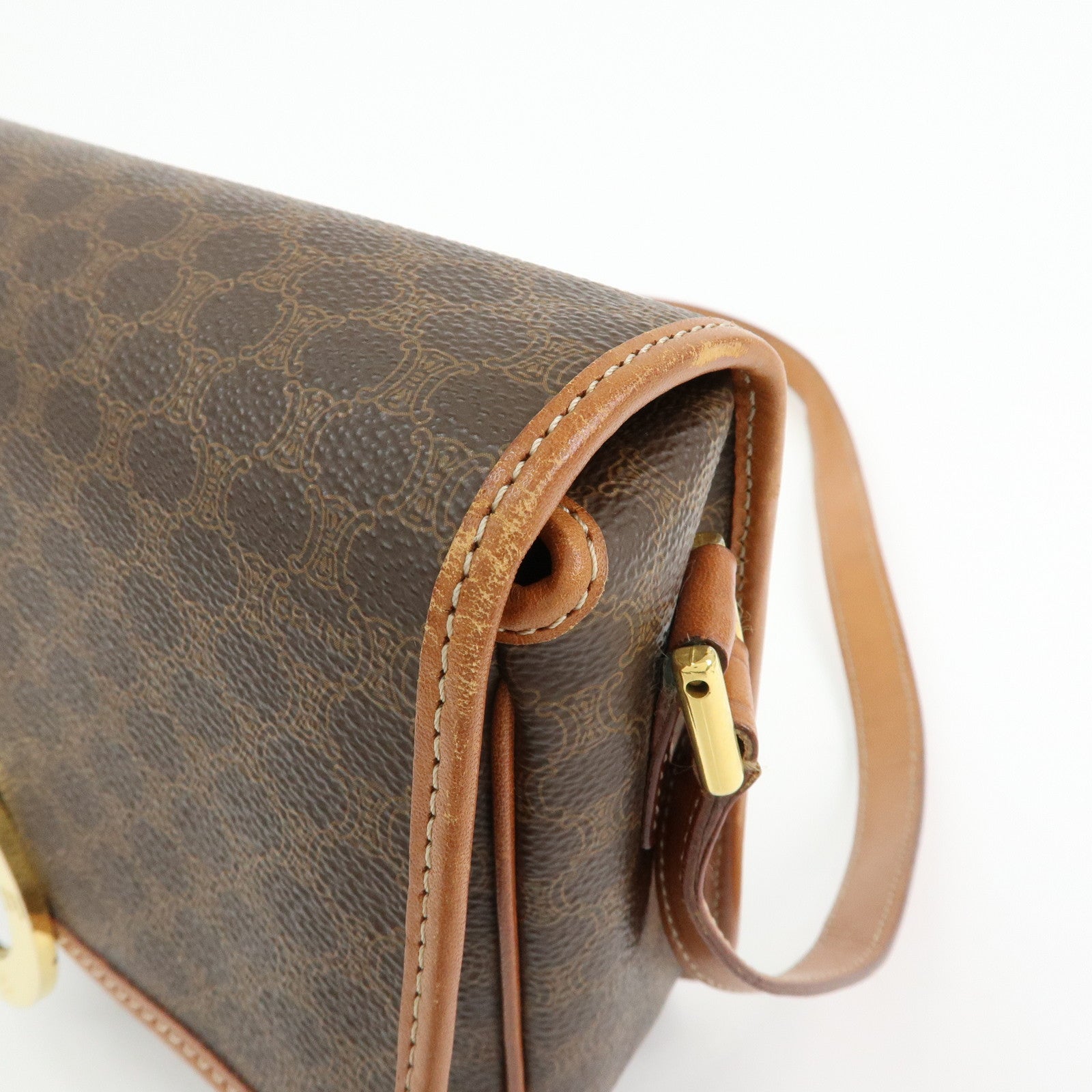 CELINE Trio PVC Leather Shoulder Bag Crossbody Bag Brown