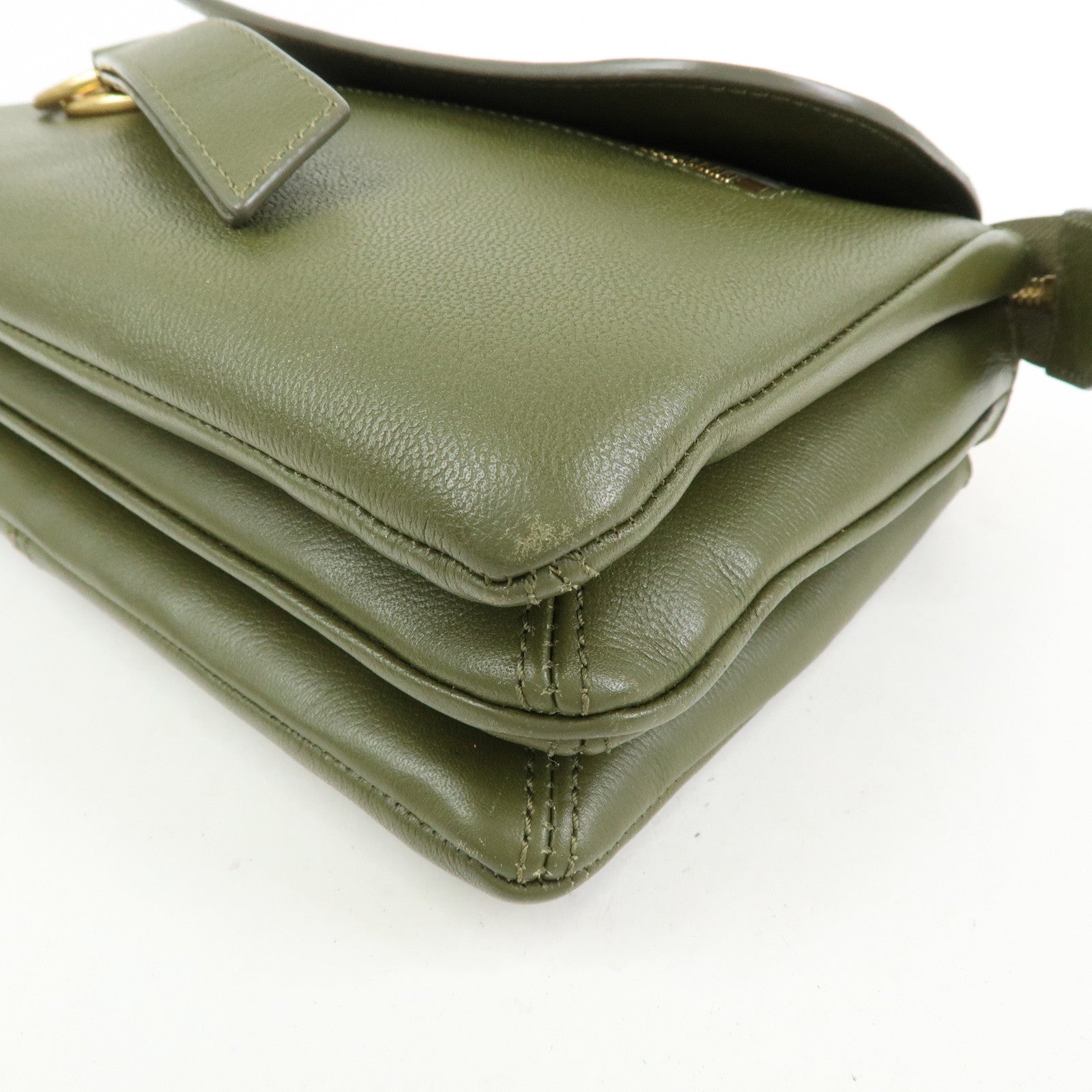 Chloe See by Chloe Phill Leather Shoulder Crossbody Bag Dark Green