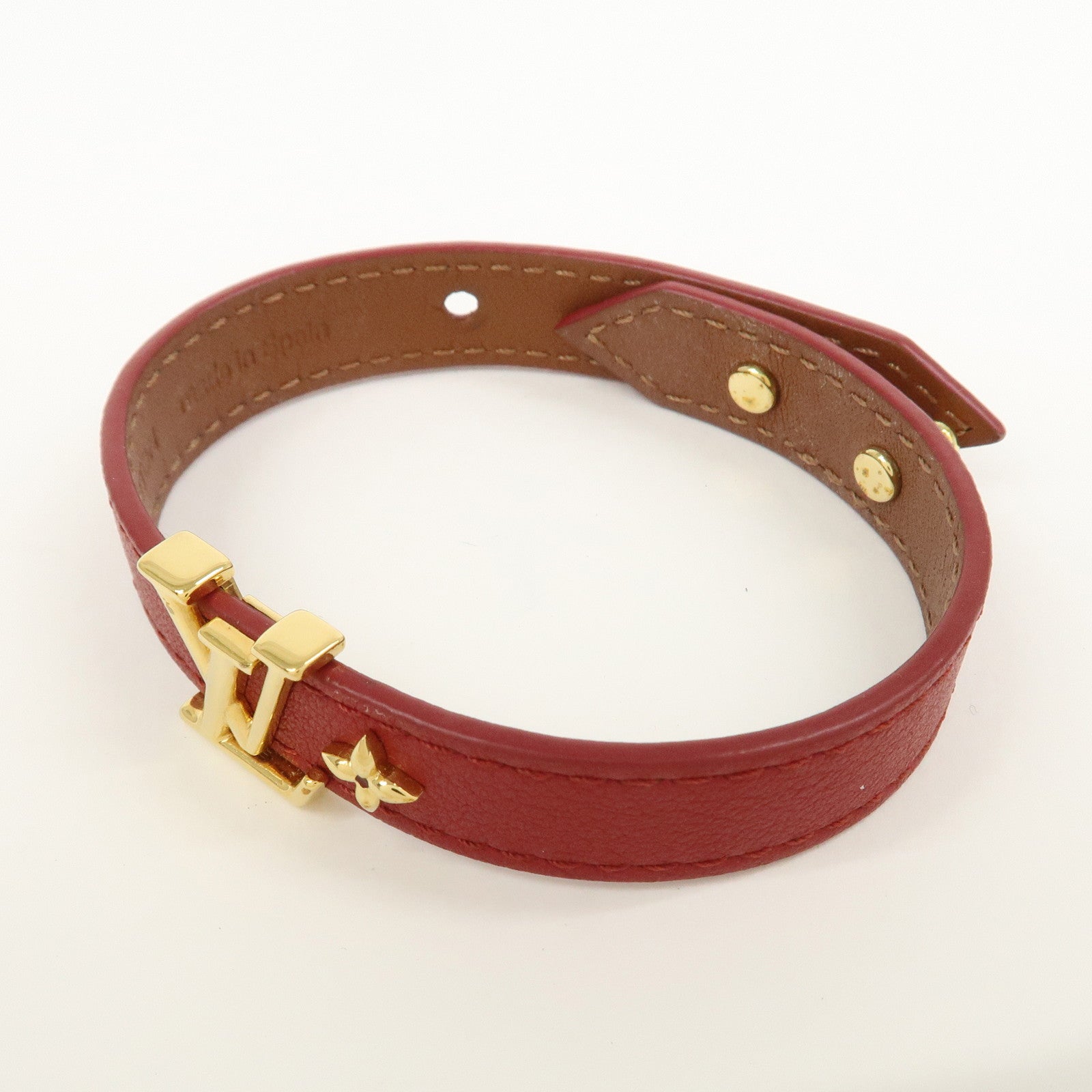 Louis Vuitton Iconic Leather Metal Bracelet Rouge Red M8106