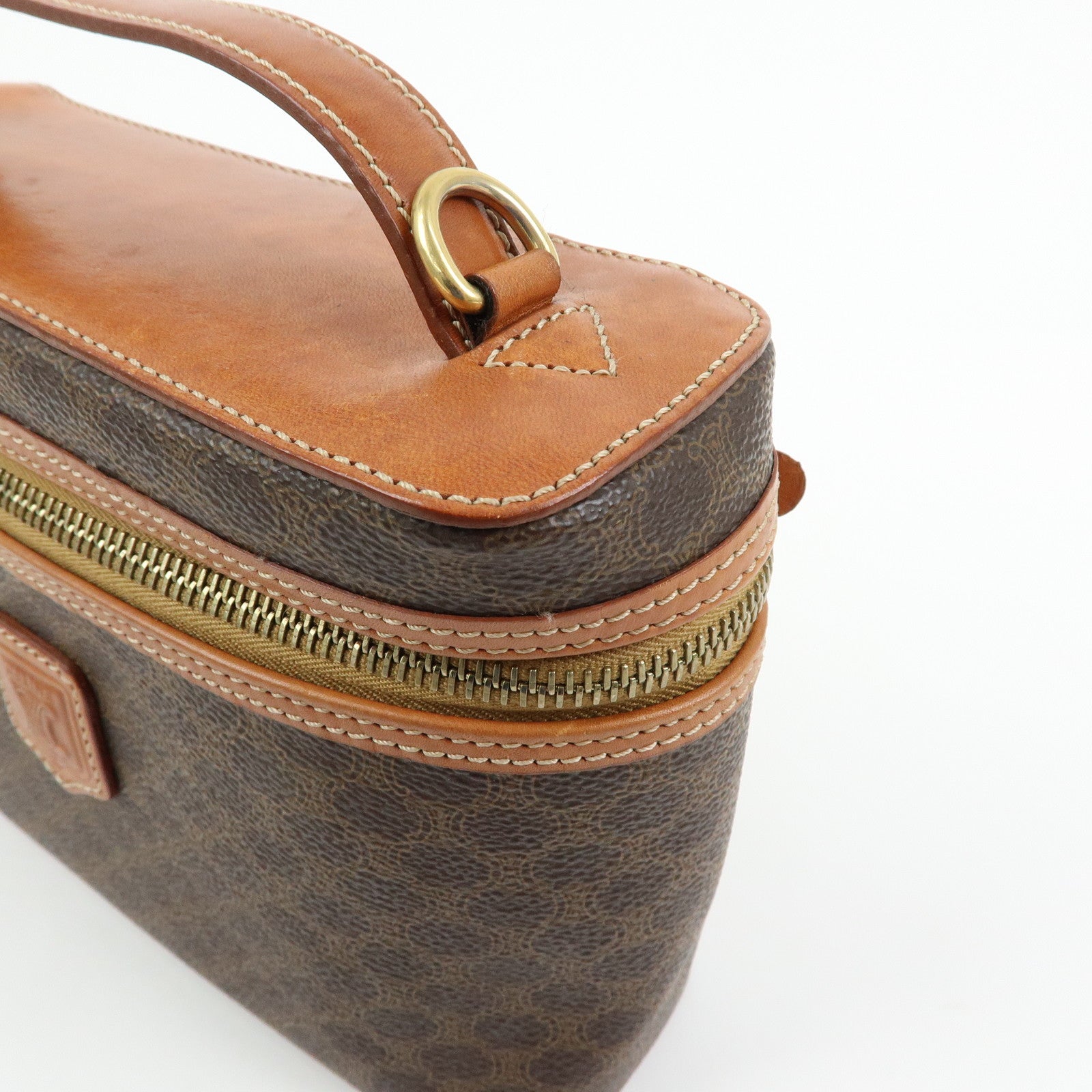 CELINE Macadam PVC Leather 2Way Bag Hand Shoulder Bag Pouch Brown