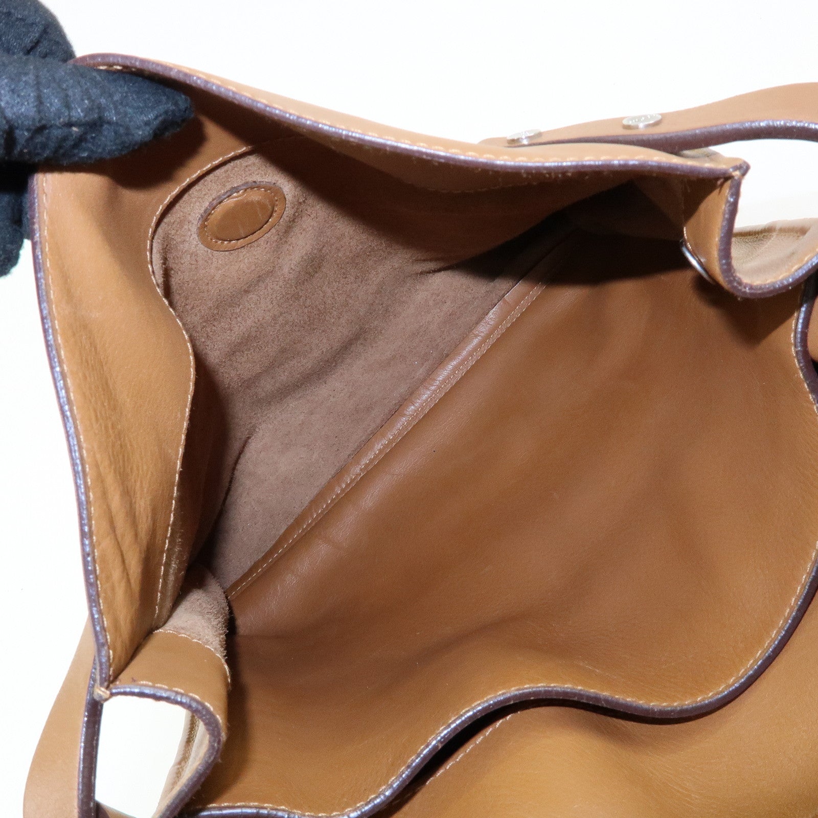 LOEWE Logo Leather Flap Shoulder Bag Pouch Brown