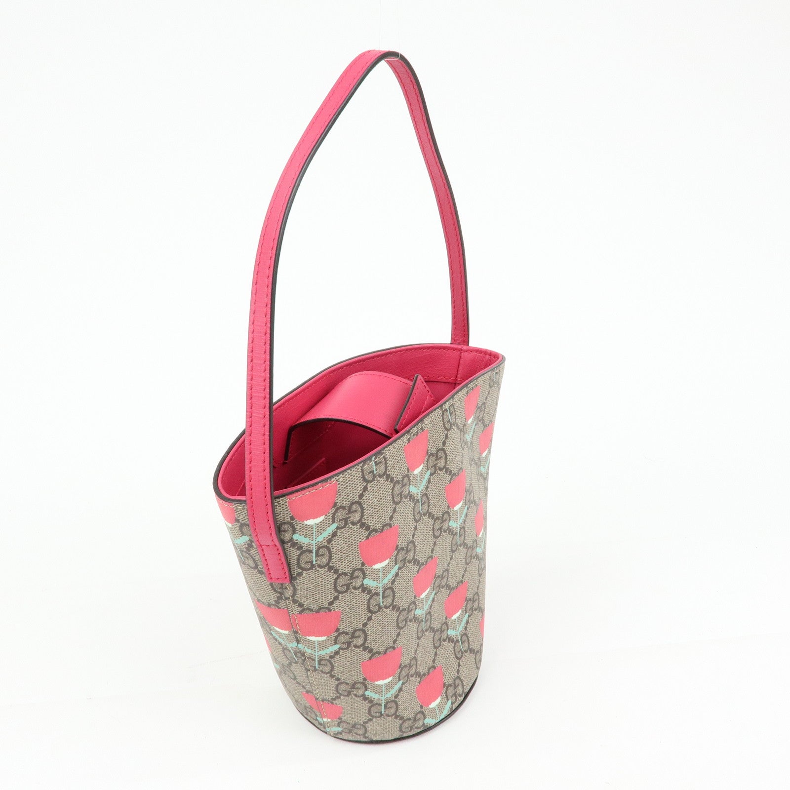 GUCCI Childrens GG Supreme Hand Bag Flower Print Beige Pink 752356