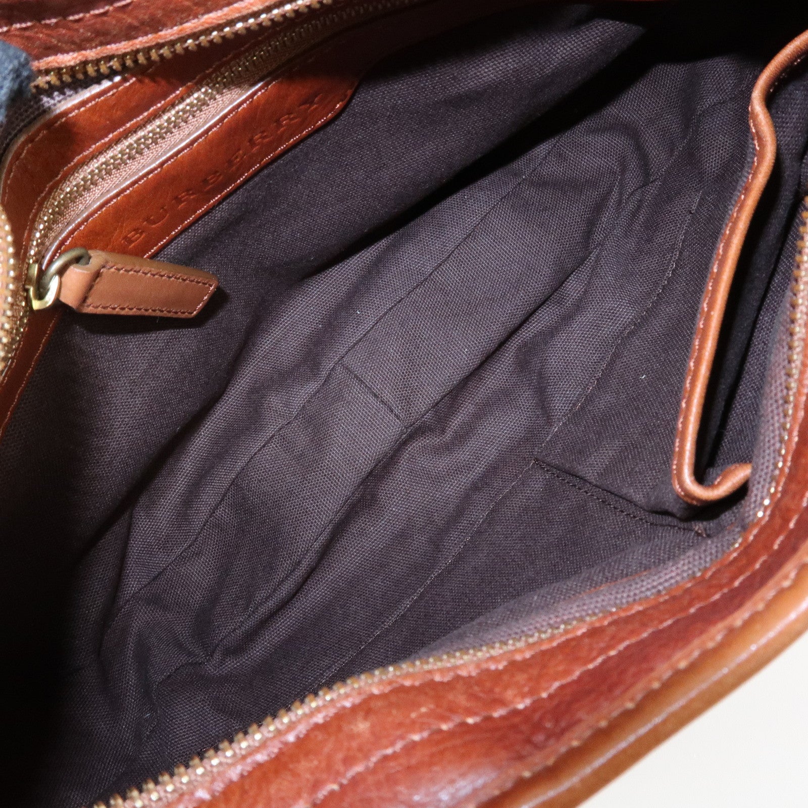 BURBERRY Nova Plaid PVC Leather Shoulder Bag Hand Bag Brown Used