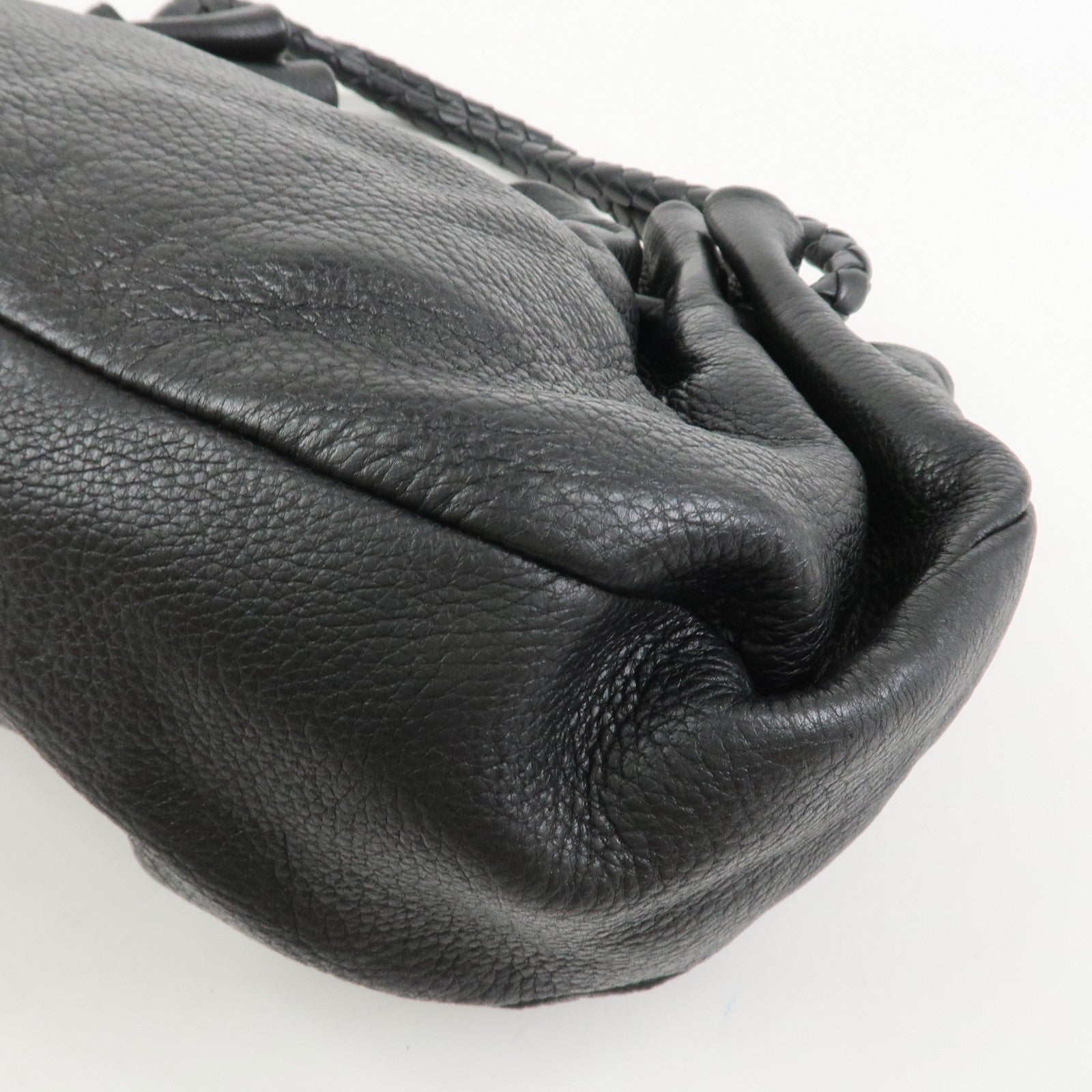 BOTTEGA VENETA Intrecciato Leather Hand Bag Shoulder Bag Black