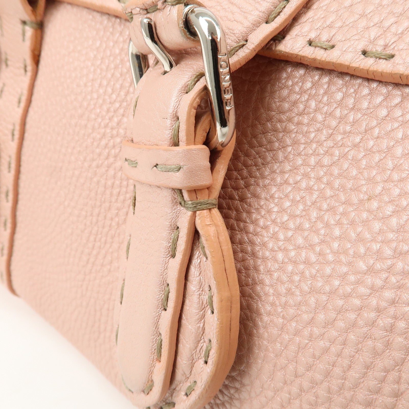 FENDI Seleria Linda Leather Shoulder Bag Hand Bag Pink 8BR442