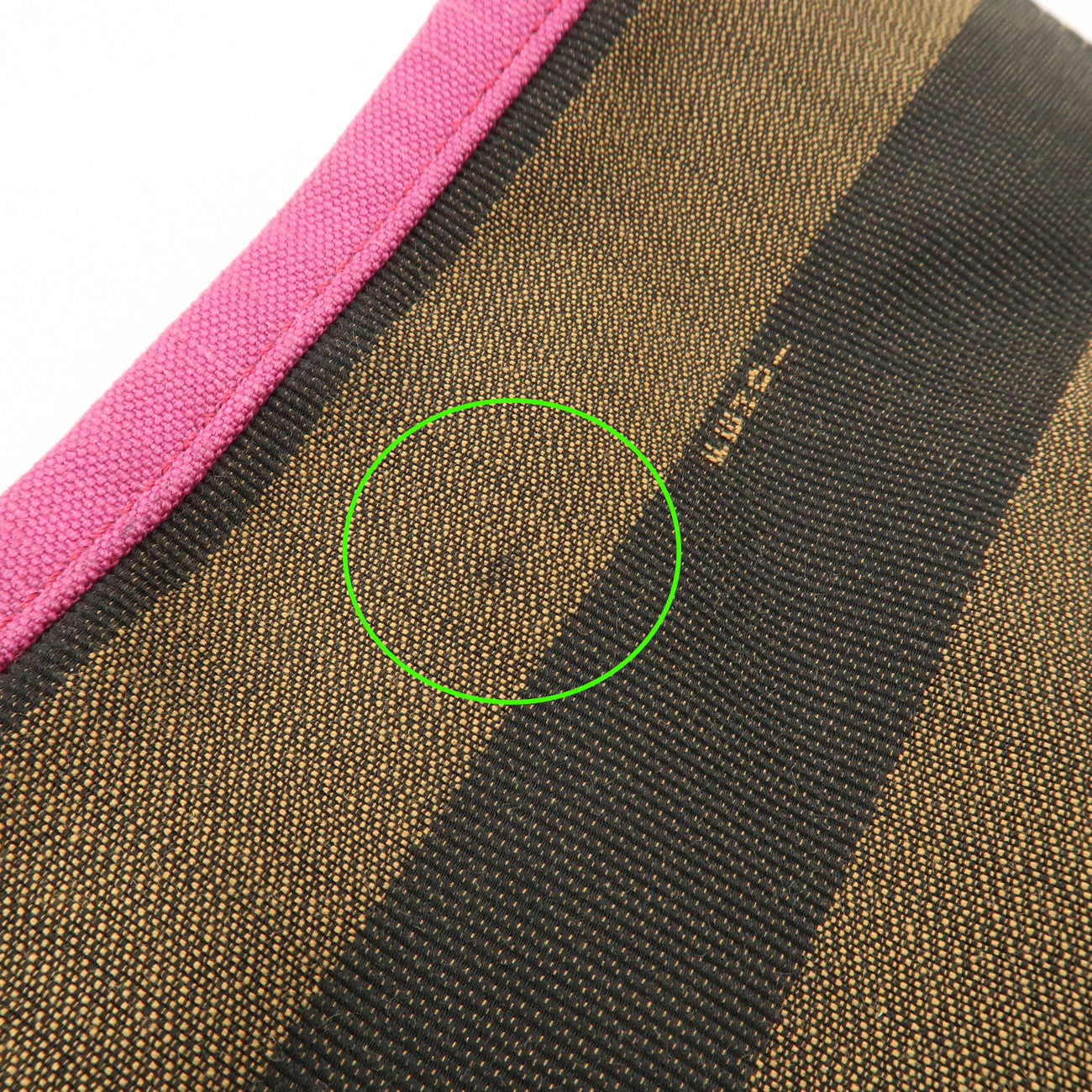 FENDI Pequin Canvas Leather Tote Bag Hand Bag Brown Pink 8BH252