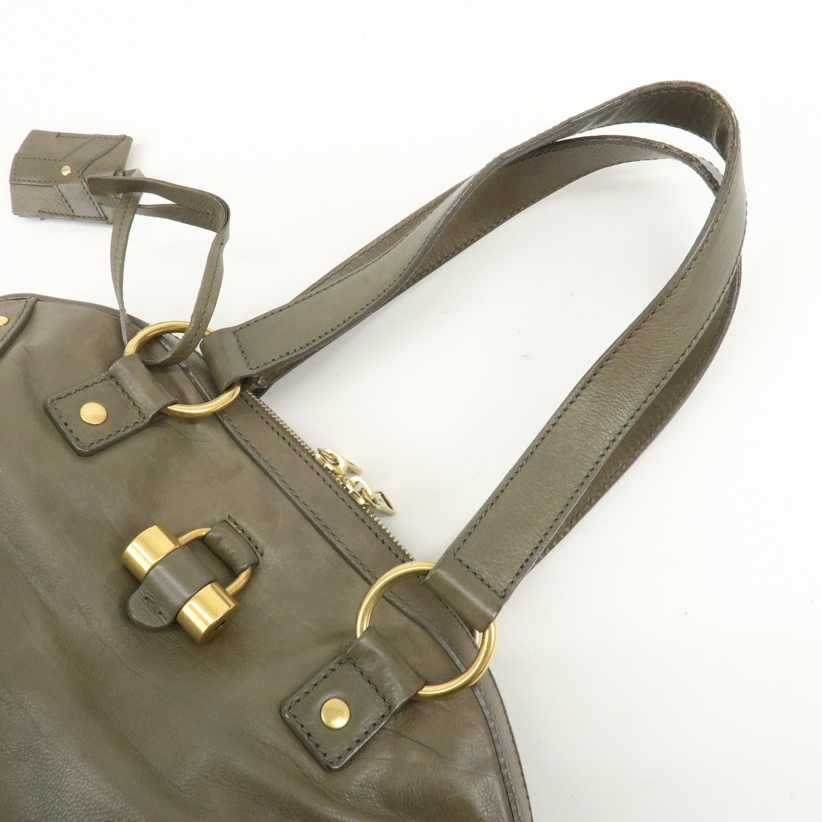 SAINT LAURENT PARIS Muse Leather Shoulder Bag Khaki 156464