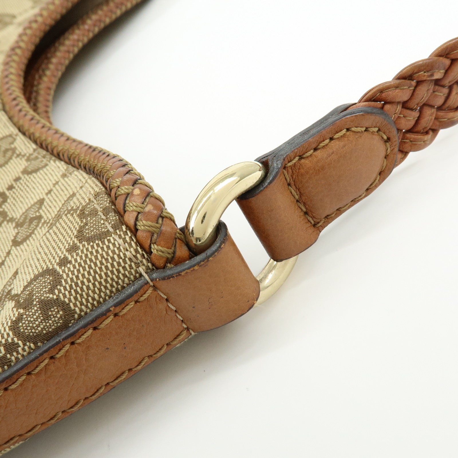 GUCCI Marrakech GG Canvas Leather Shoulder Bag Brown 257026