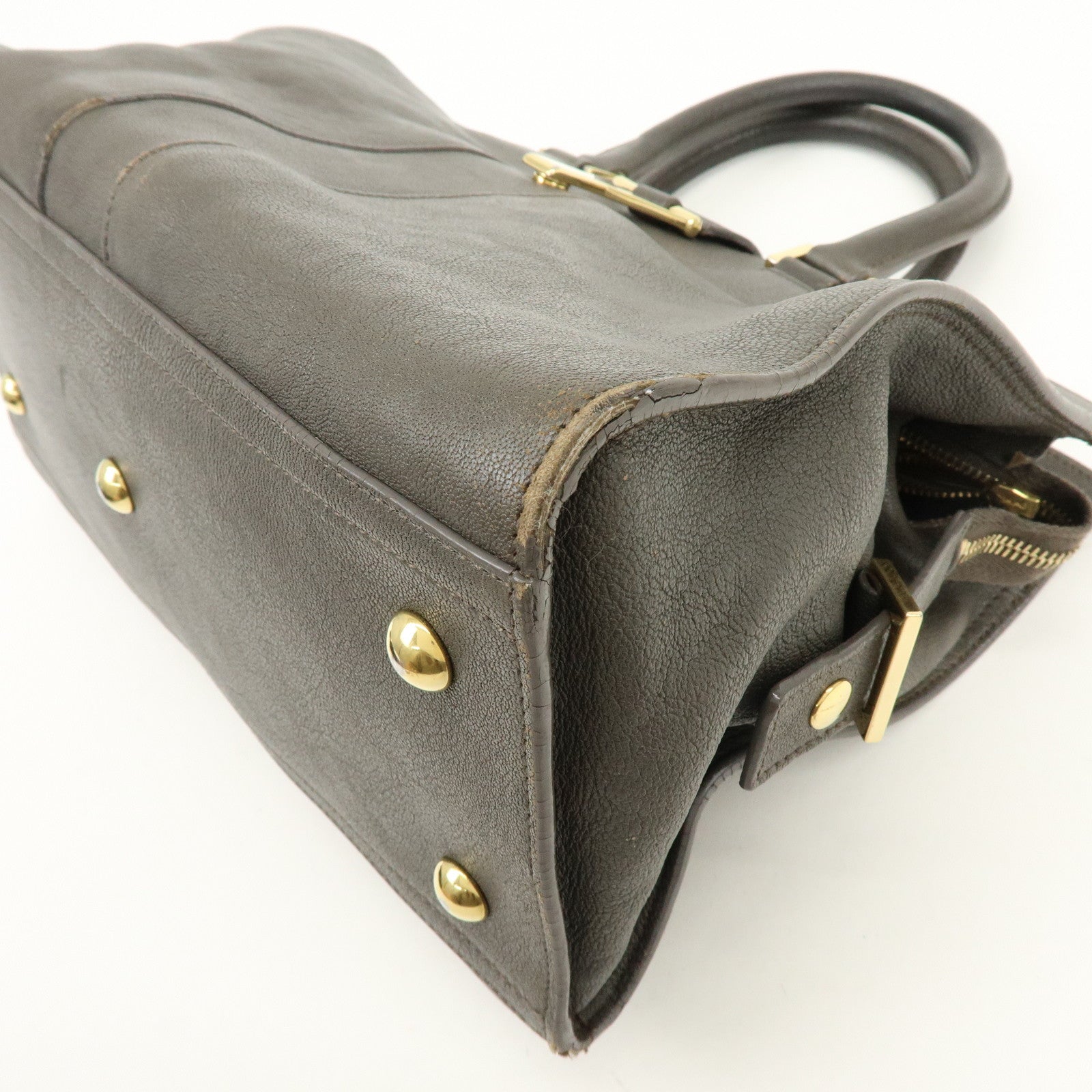 SAINT LAURENT PARIS Cabas Chyc Leather 2WAY Bag Gray 370699