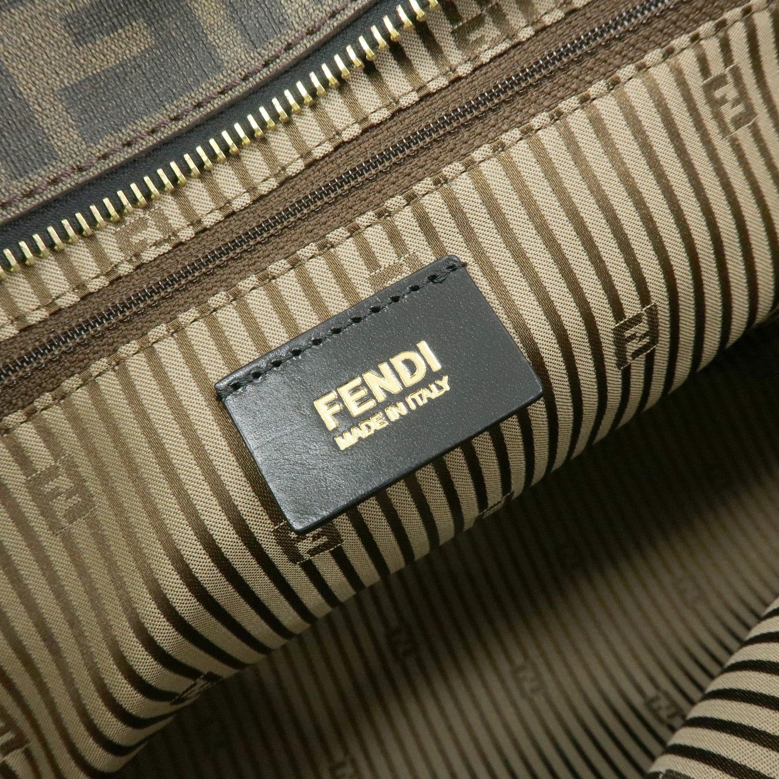 FENDI Zucca PVC Patent Leather Tote Bag Brown Black 8BH185
