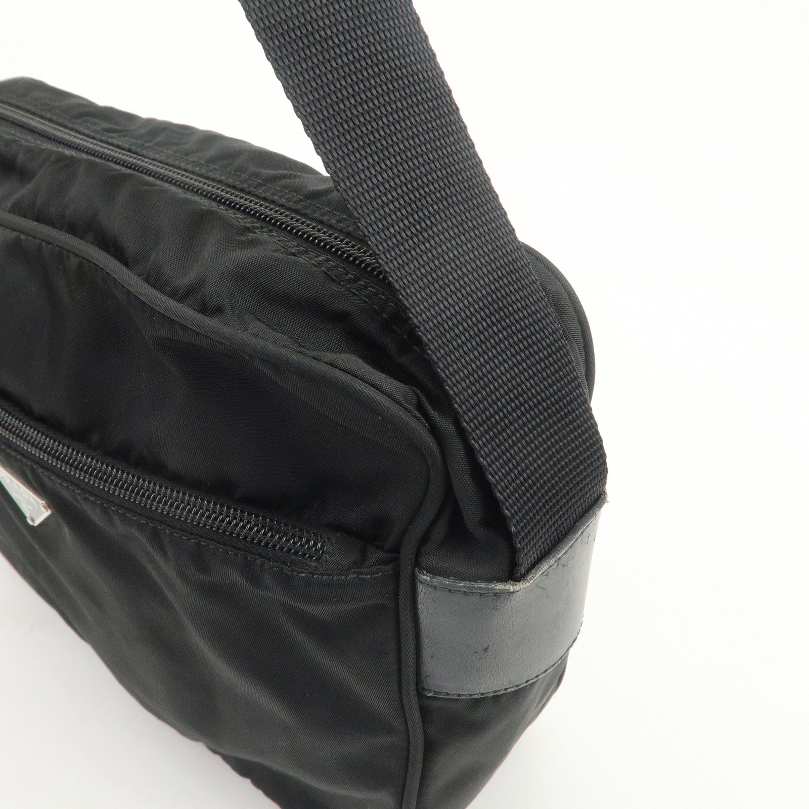 PRADA Triangle Logo Nylon Shoulder Bag Crossbody Bag Black BT0166