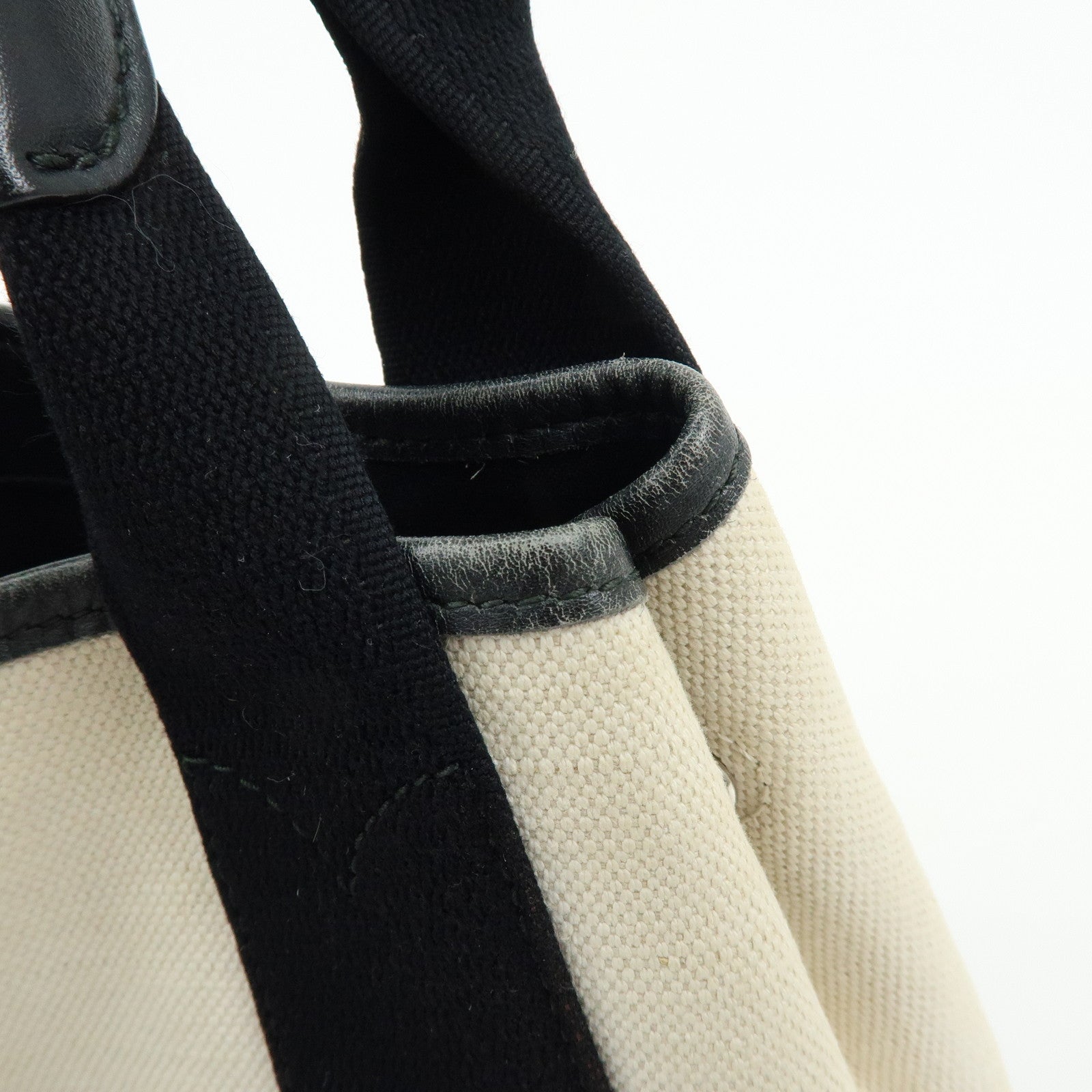 BALENCIAGA Navy Cabas XS Canvas 2WAY Bag Natural Black 390346