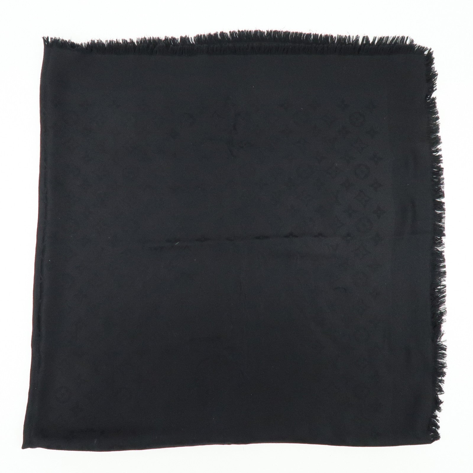 Louis Vuitton Monogram Silk Wool Scarf Shawl Black M71329