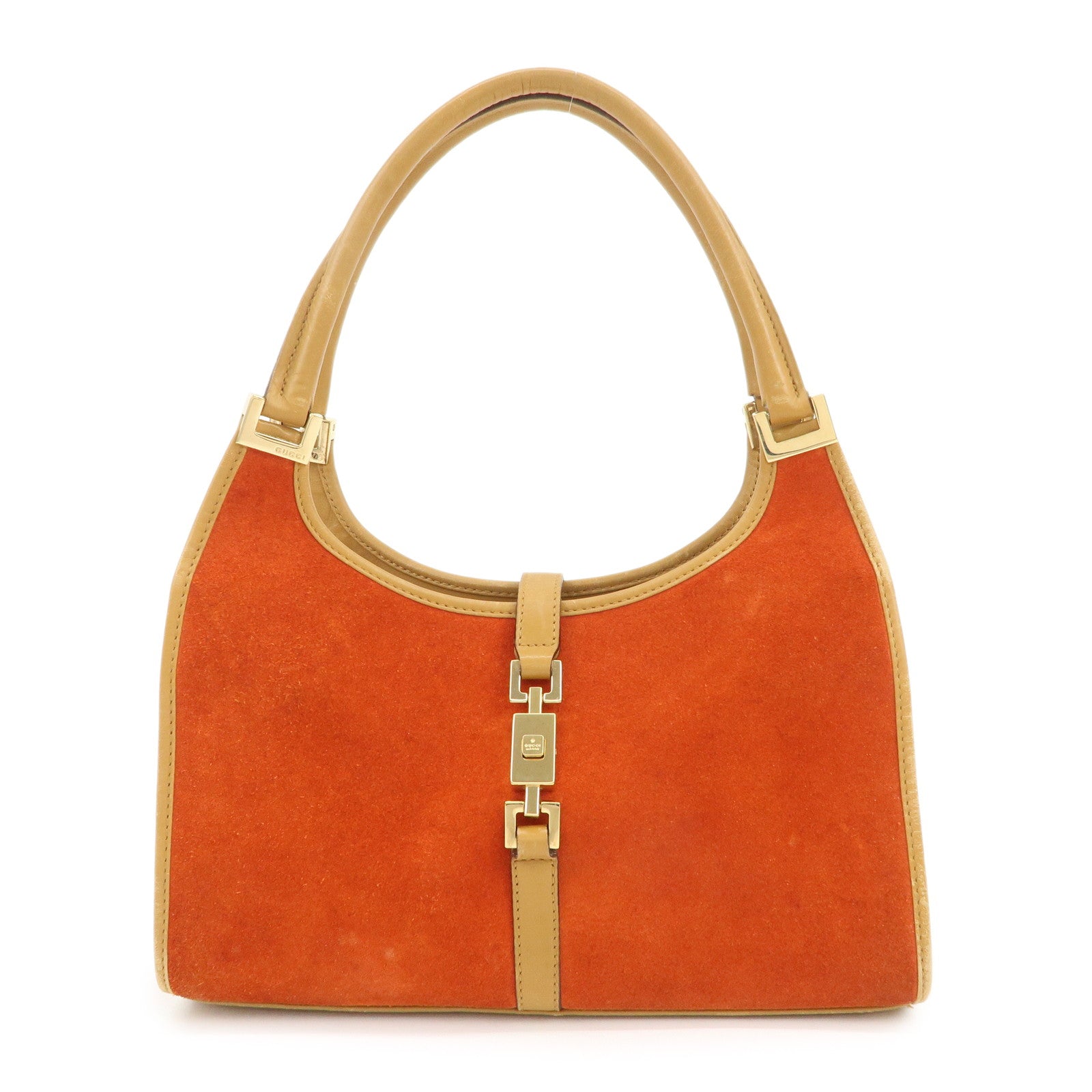 GUCCI Jackie Suede Leather Shoulder Bag Hand Bag Orange 002.1068