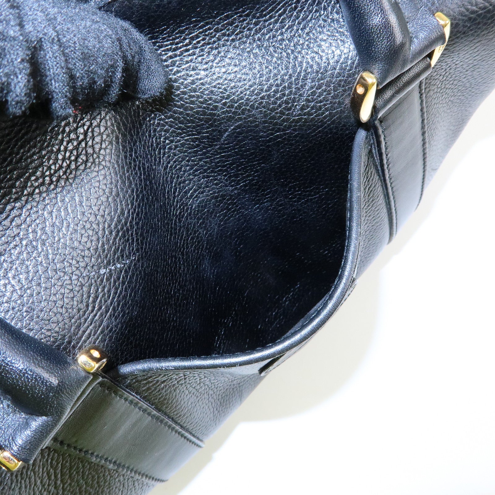 GUCCI Interlocking G Leather Boston Bag Hand Bag Black 000・58・0093