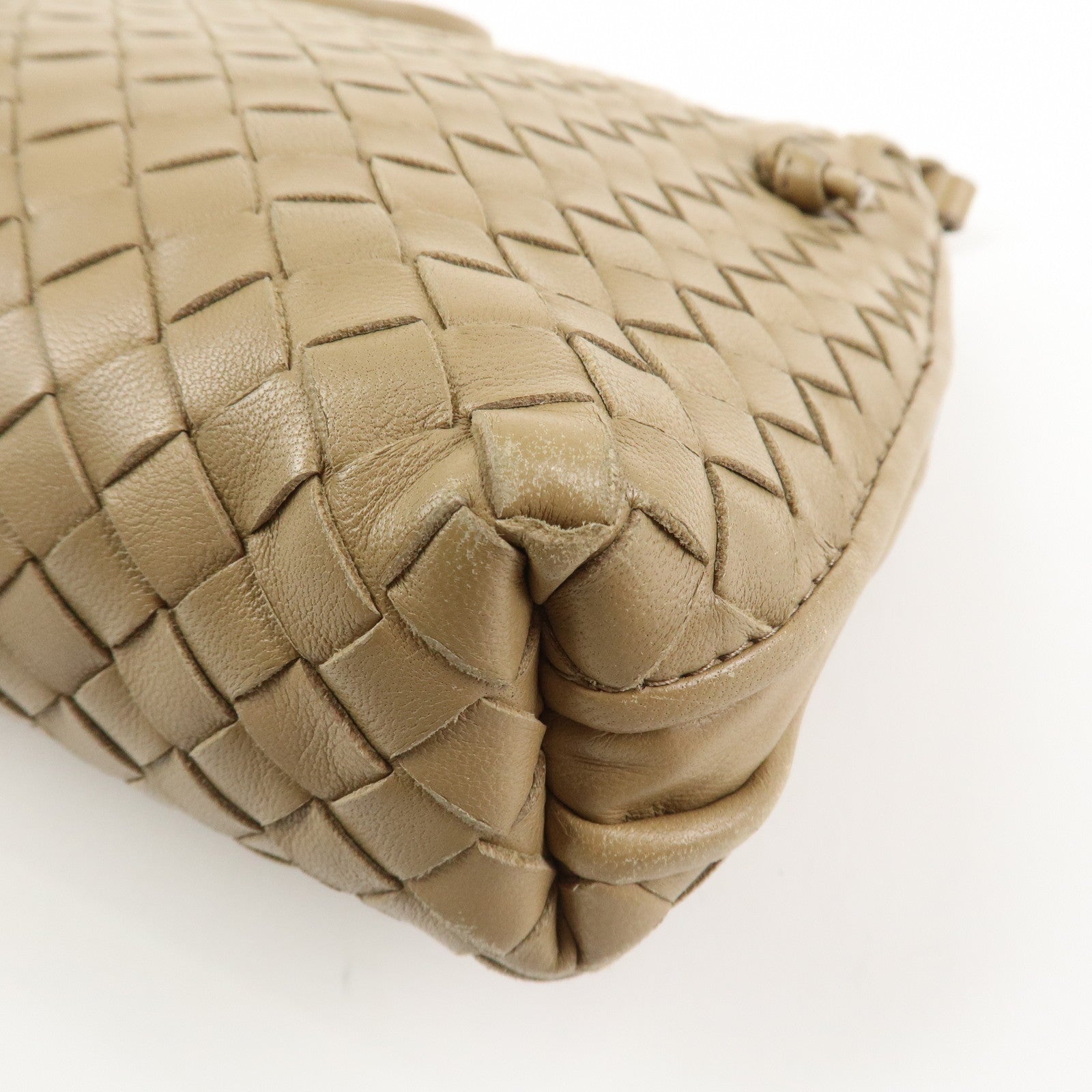 BOTTEGA VENETA Intrecciato Leather Shoulder Bag Light Brown