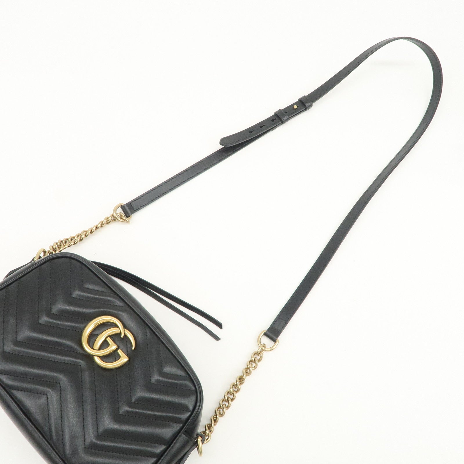 GUCCI GG Marmont Leather Shoulder Bag Crossbody Bag Black 447632