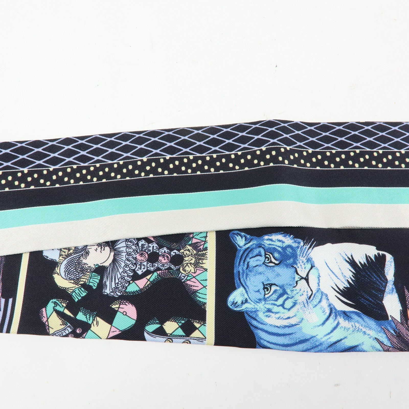 HERMES Silk 100% Twilly Scraf Grand Theatre Nouveau Black