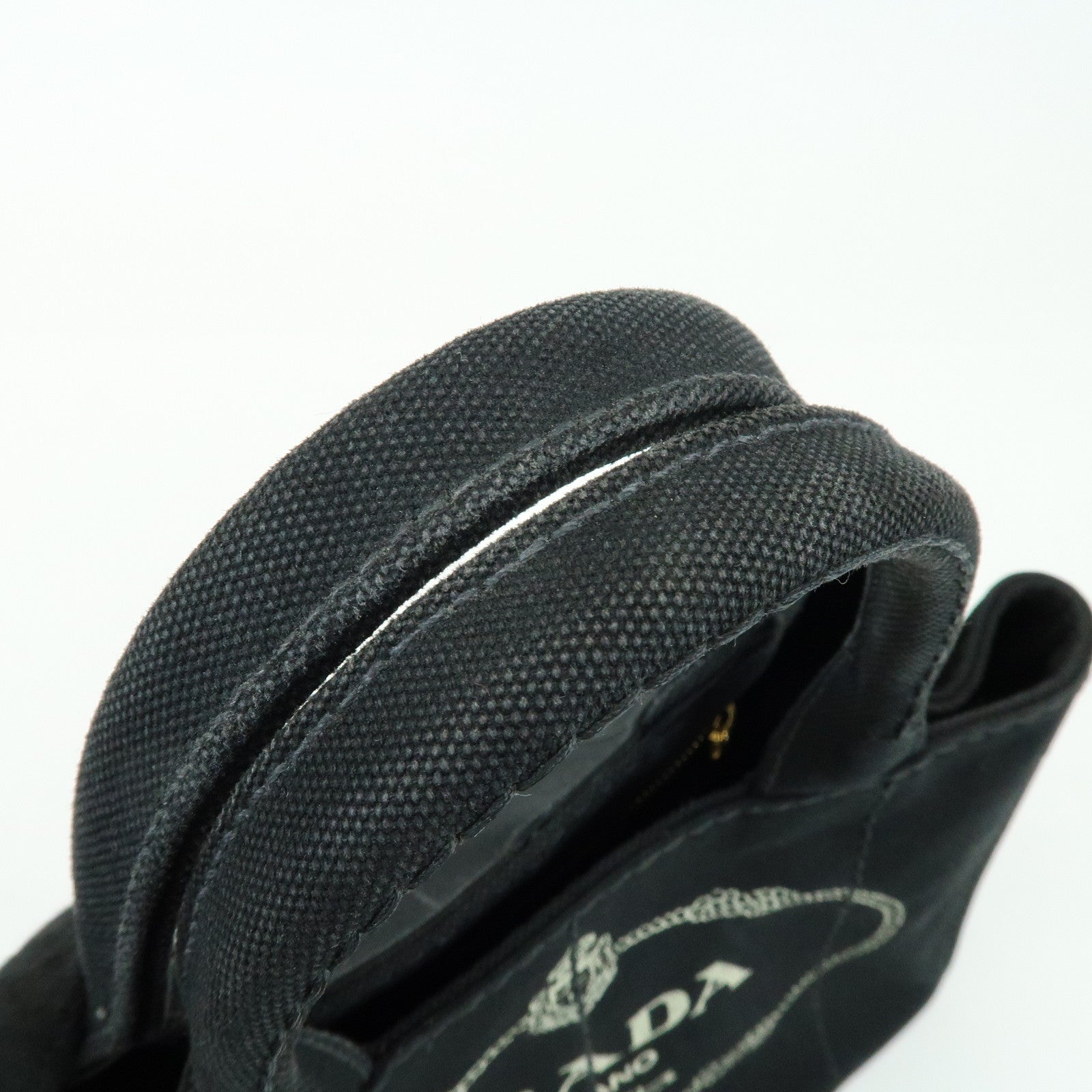 PRADA Triangle Logo Canapa Mini Canvas 2Way Hand Bag Black 1BG439