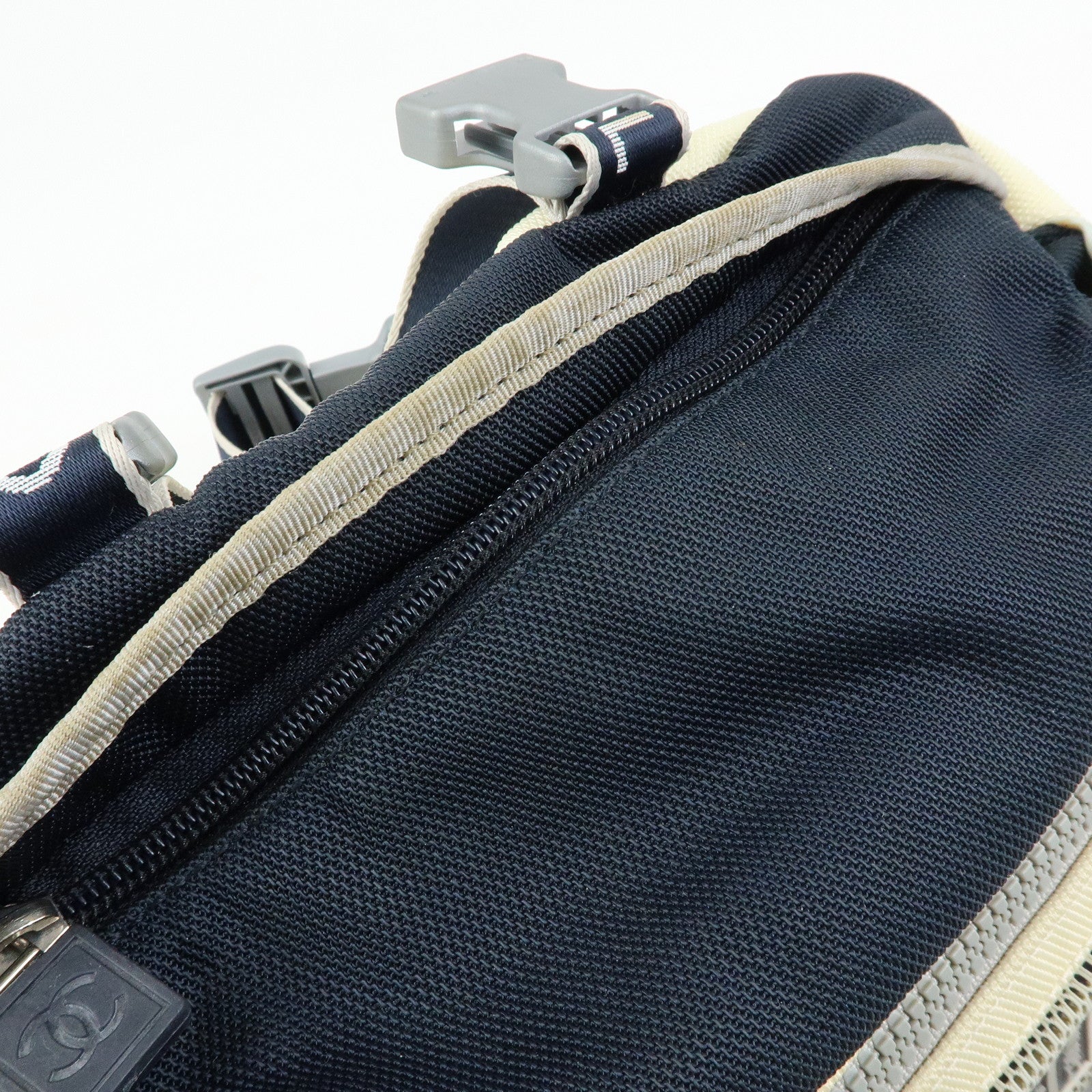 CHANEL Sportline Nylon 2Way Bag Hand Bag Navy Ivory A27892