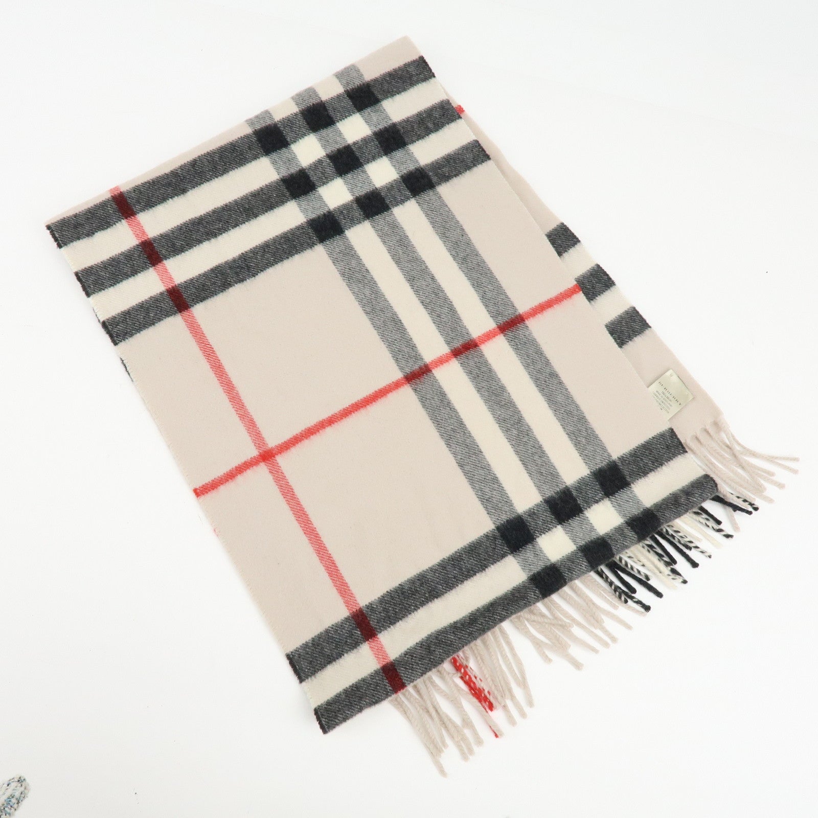 BURBERRY Plaid Cashmere 100% Scarf Nova Plaid Beige Black Red