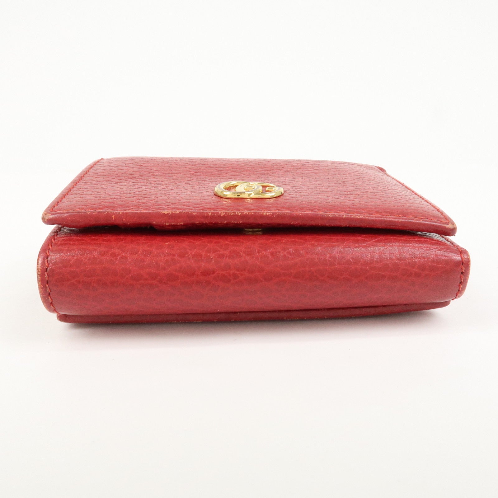 GUCCI GG Marmont Leather Tri-fold Compact Wallet Red 474746