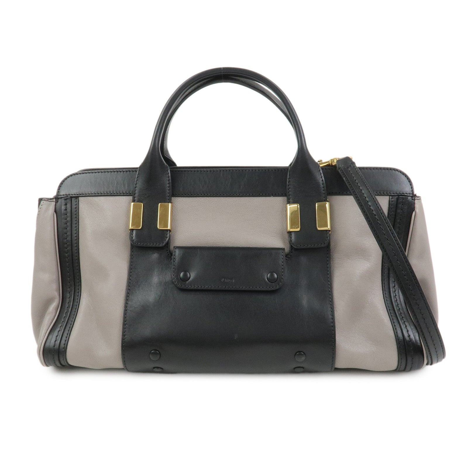 Chloe Leather Alice Bag 2Way Shoulder Hand Bag Black 04-13-50-65