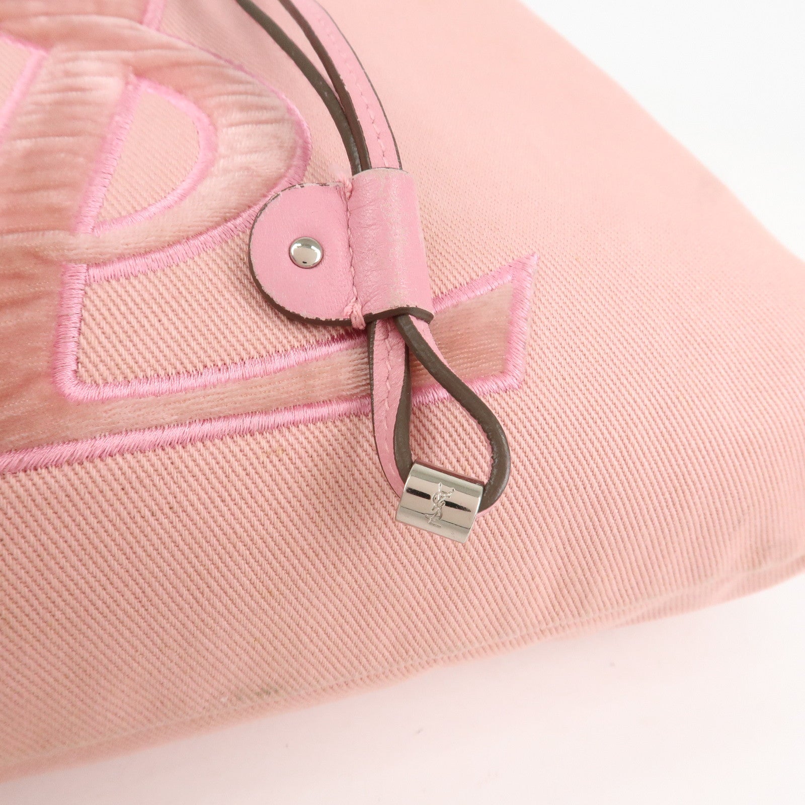 Saint Laurent Canvas Kahara Tote Bag Shoulder Bag Pink 121631 Used