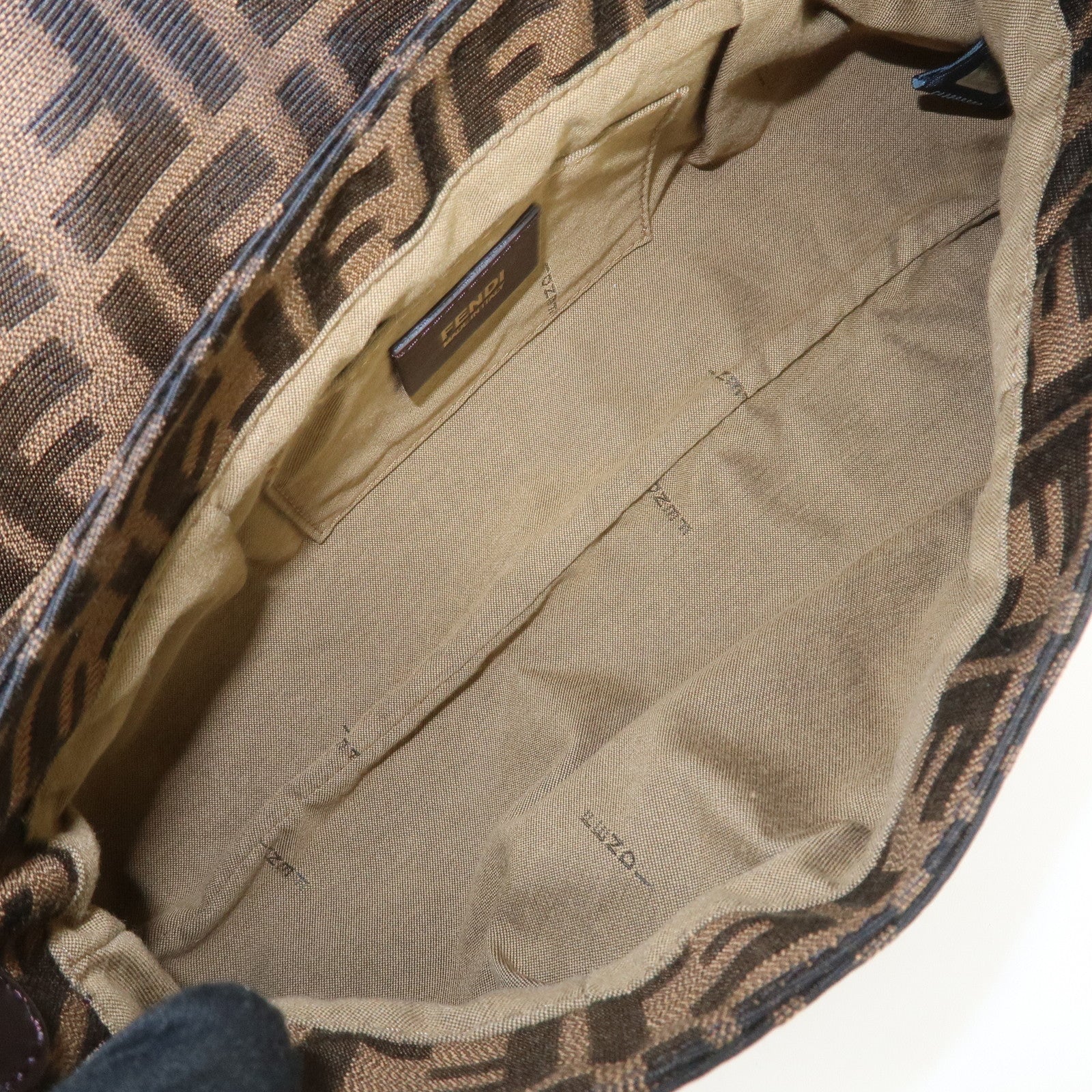 FENDI Zucca Canvas Leather Shoulder Bag Hand Bag Brown 8BR445