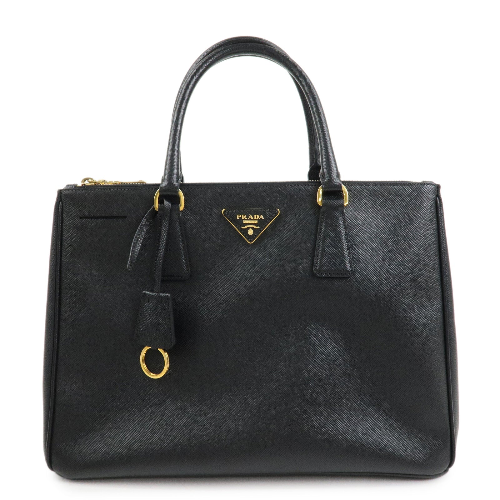 PRADA Triangle Logo Galleria Saffiano Leather 2Way Bag Black 1BA274
