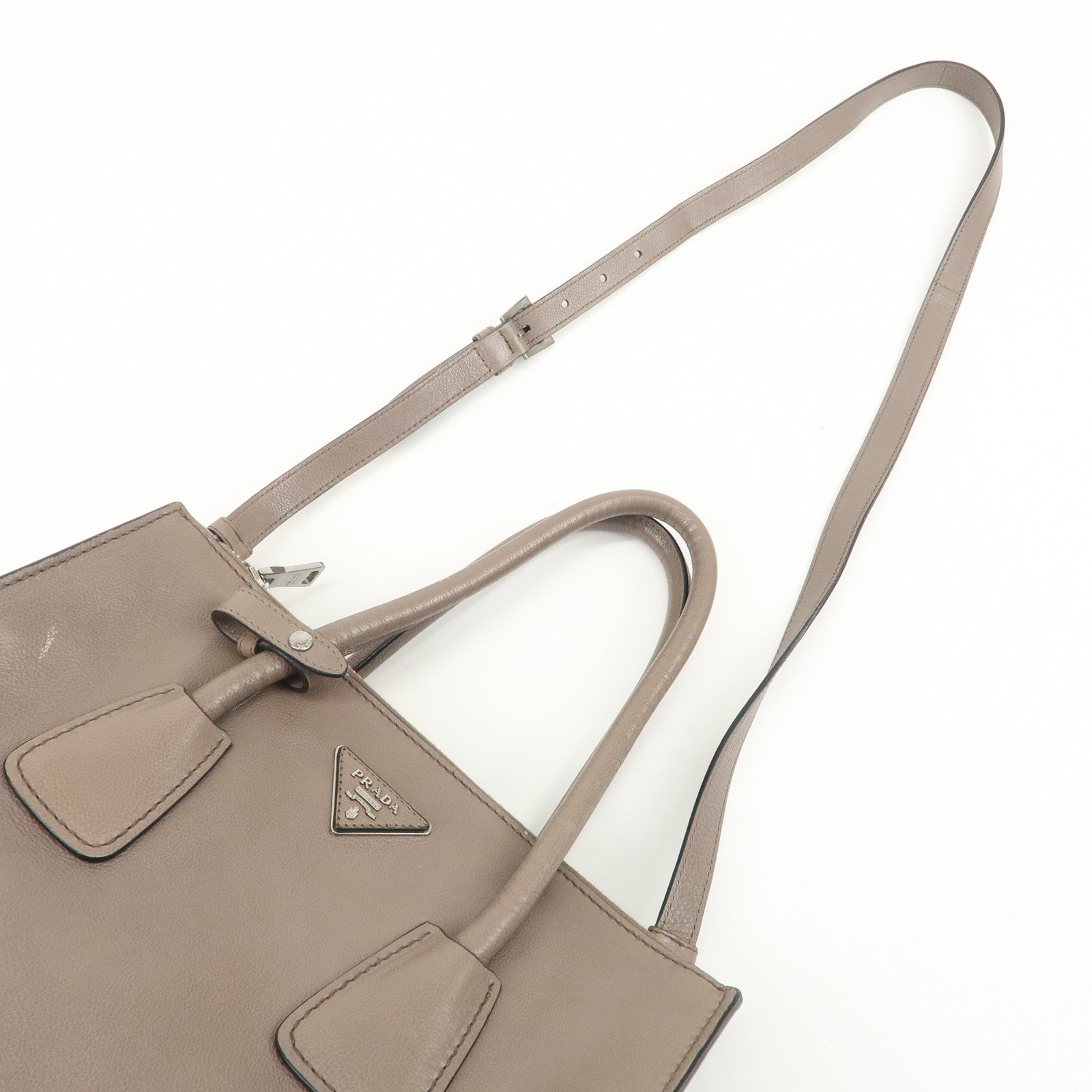 PRADA Triangle Logo 2Way Bag Hand Bag Shoulder Bag Gray BN2619
