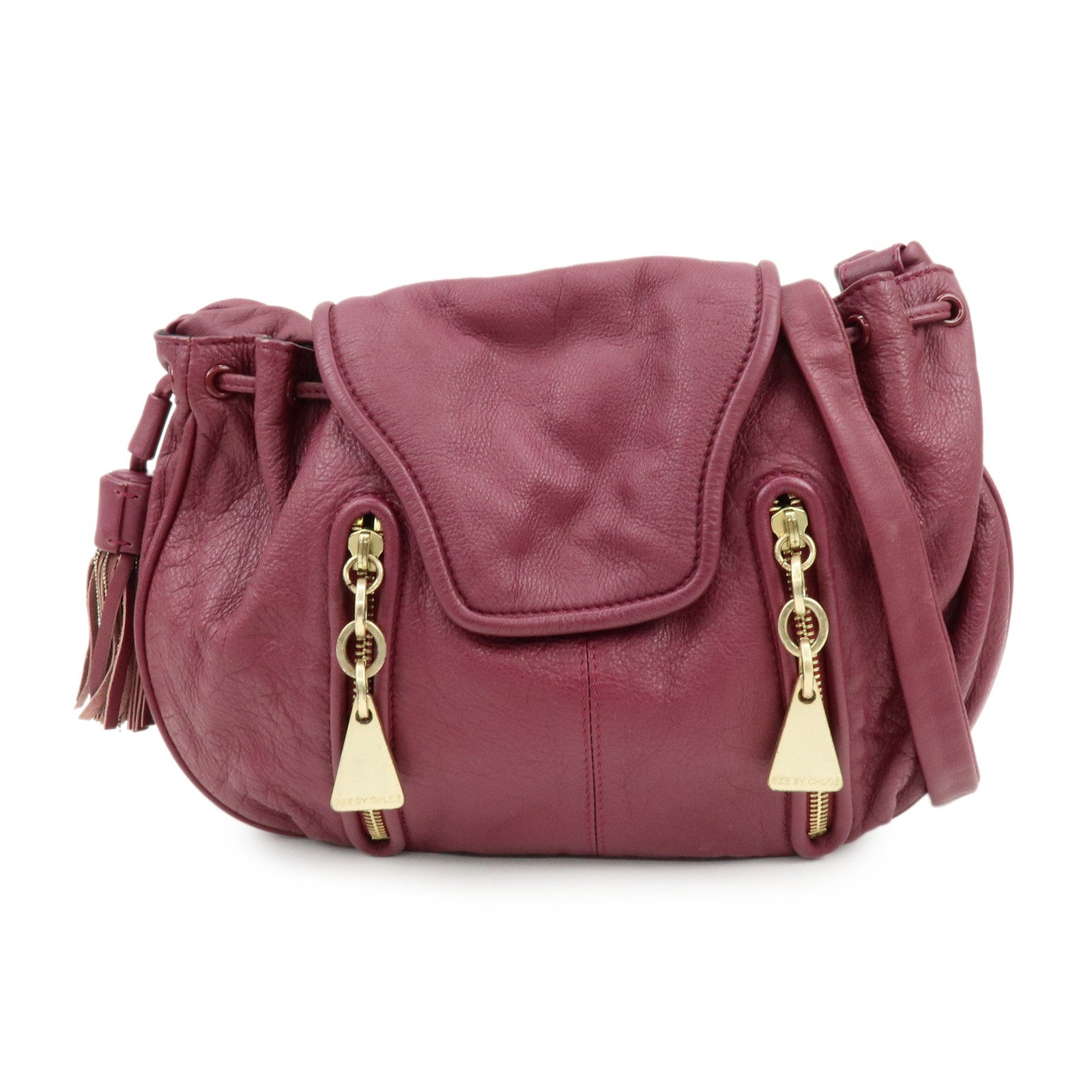Chloe See By Chloe Leather Shoulder Bag Crossbody Bag Bordeaux