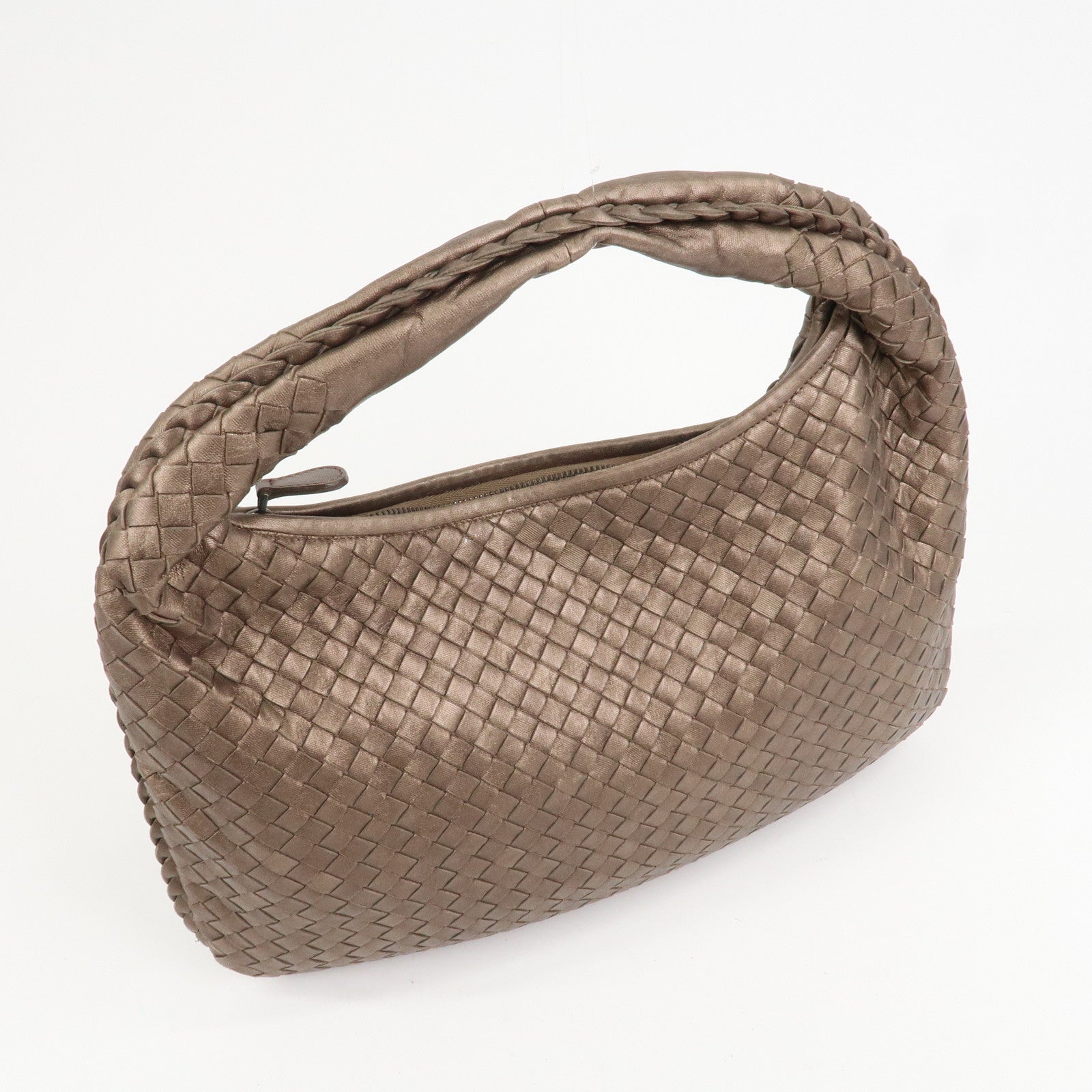 BOTTEGA VENETA Intrecciato Leather Shoulder Bag Metaric Brown